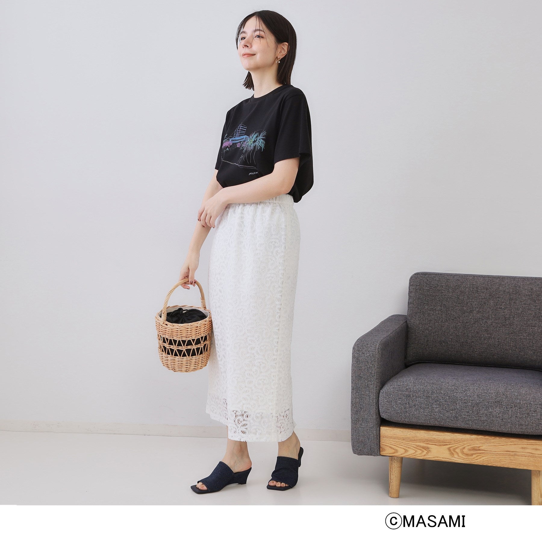 オペーク ドット クリップ OPAQUE.CLIP 風景イラストプリントTシャツ (ブラック(019)) ブラック(019)