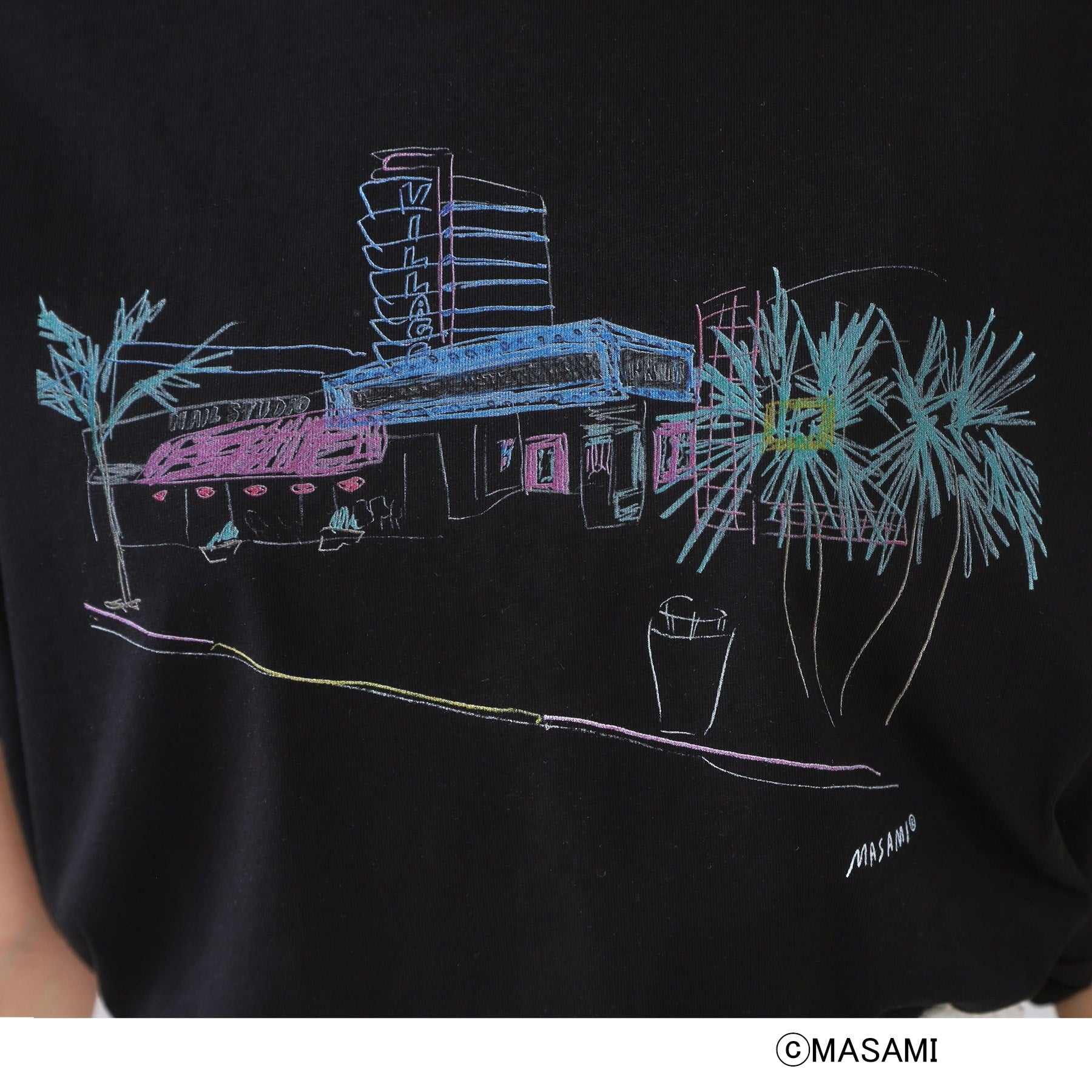 オペーク ドット クリップ OPAQUE.CLIP 風景イラストプリントTシャツ (ブラック(019)) ブラック(019)