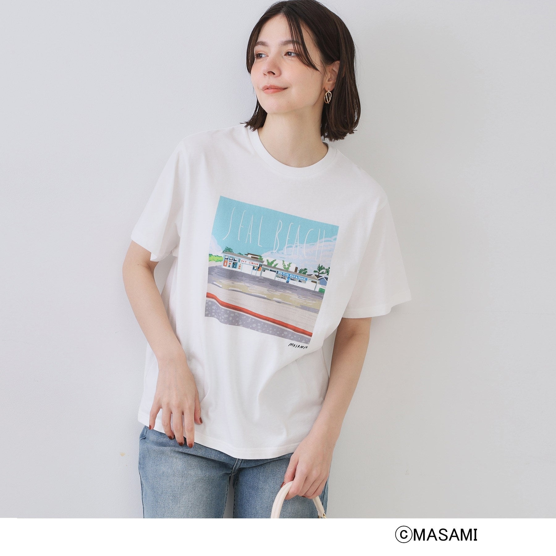 オペーク ドット クリップ OPAQUE.CLIP 風景イラストプリントTシャツ (ブラック(019)) ブラック(019)