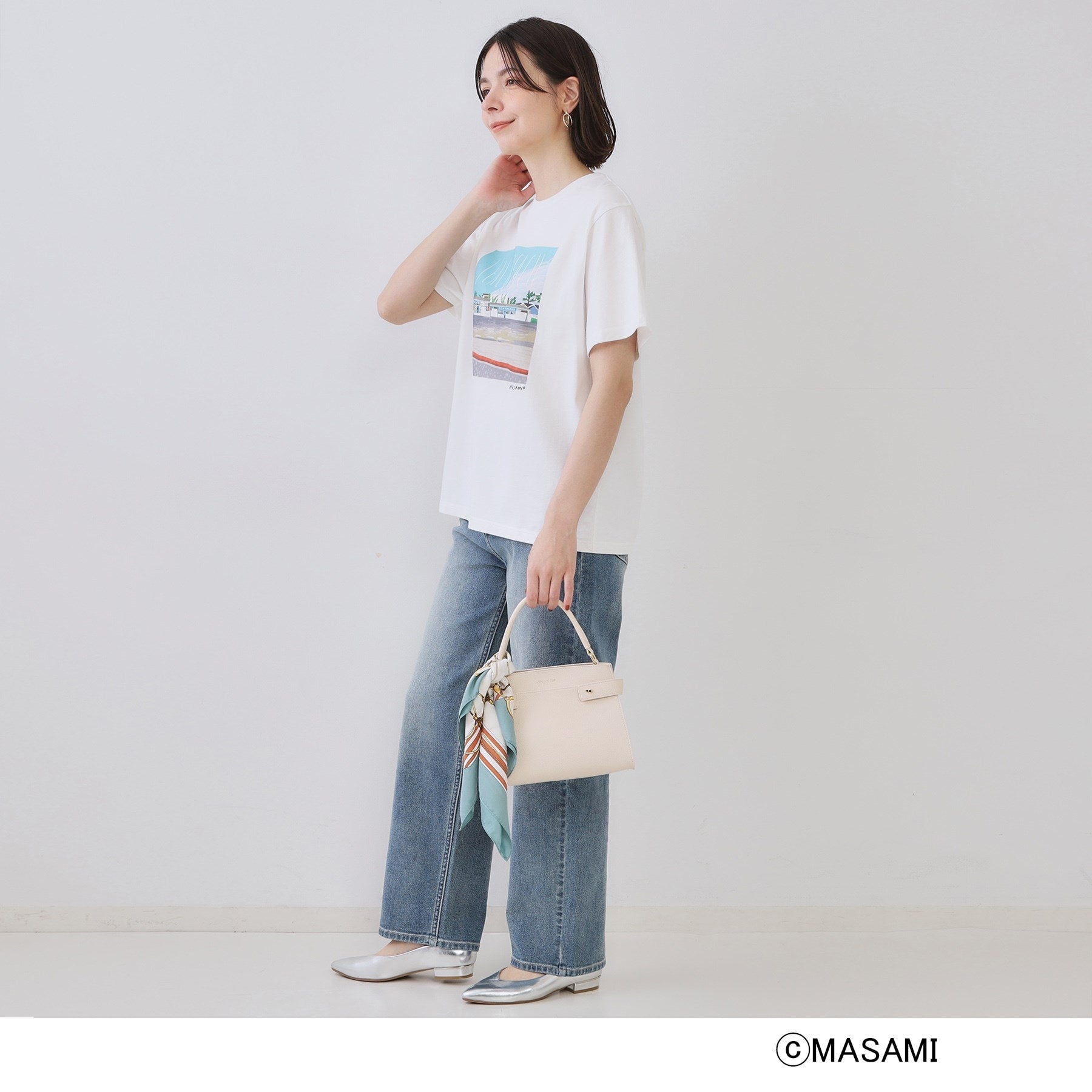 オペーク ドット クリップ OPAQUE.CLIP 風景イラストプリントTシャツ (ブラック(019)) ブラック(019)