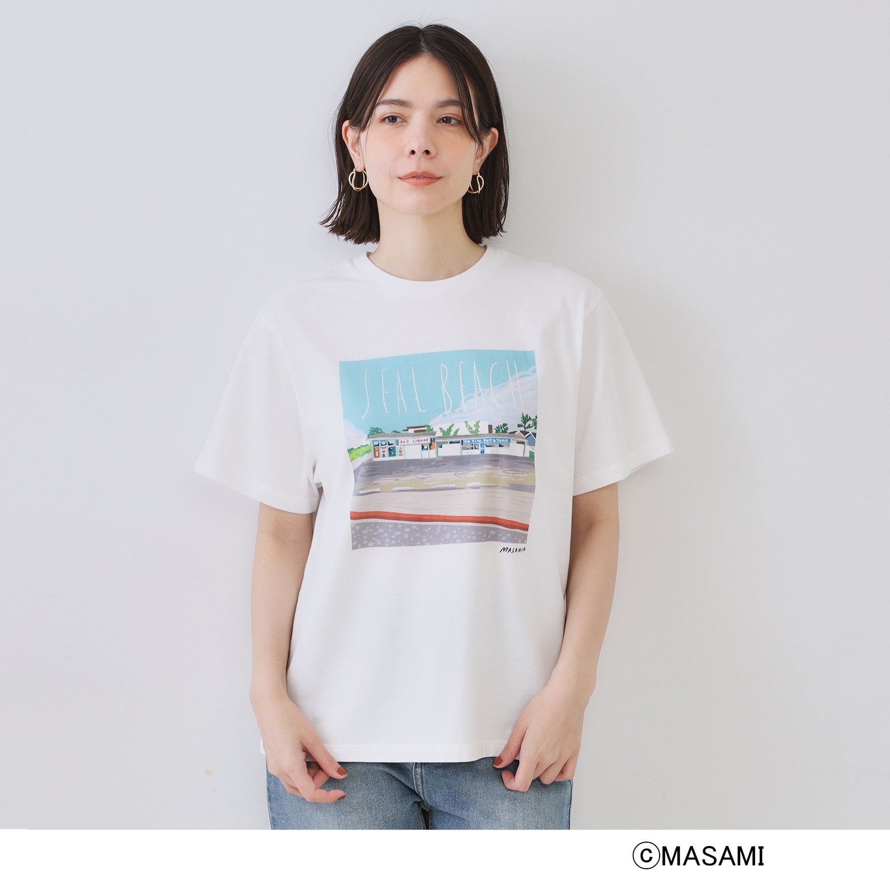 オペーク ドット クリップ OPAQUE.CLIP 風景イラストプリントTシャツ (ブラック(019)) ブラック(019)