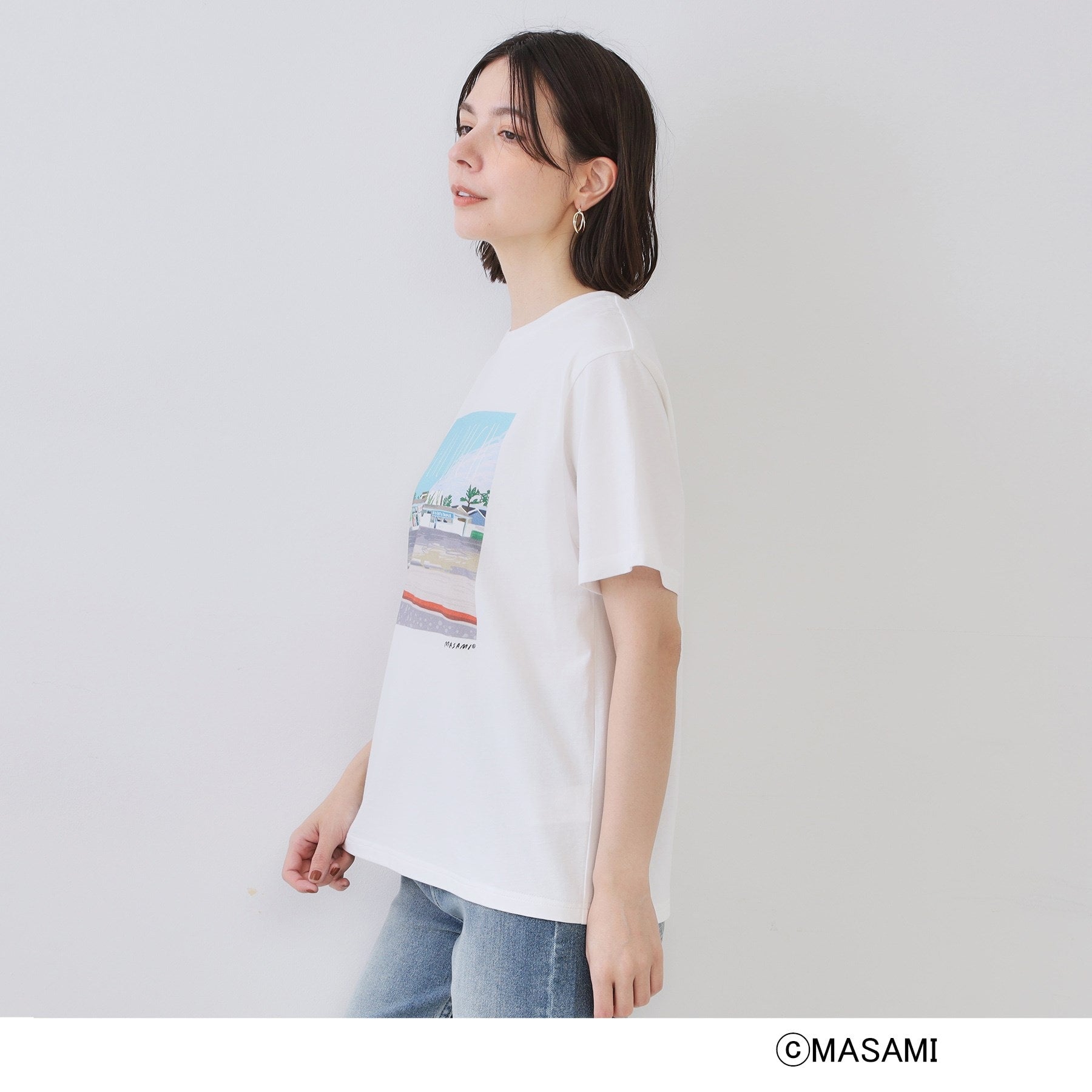 オペーク ドット クリップ OPAQUE.CLIP 風景イラストプリントTシャツ (ブラック(019)) ブラック(019)