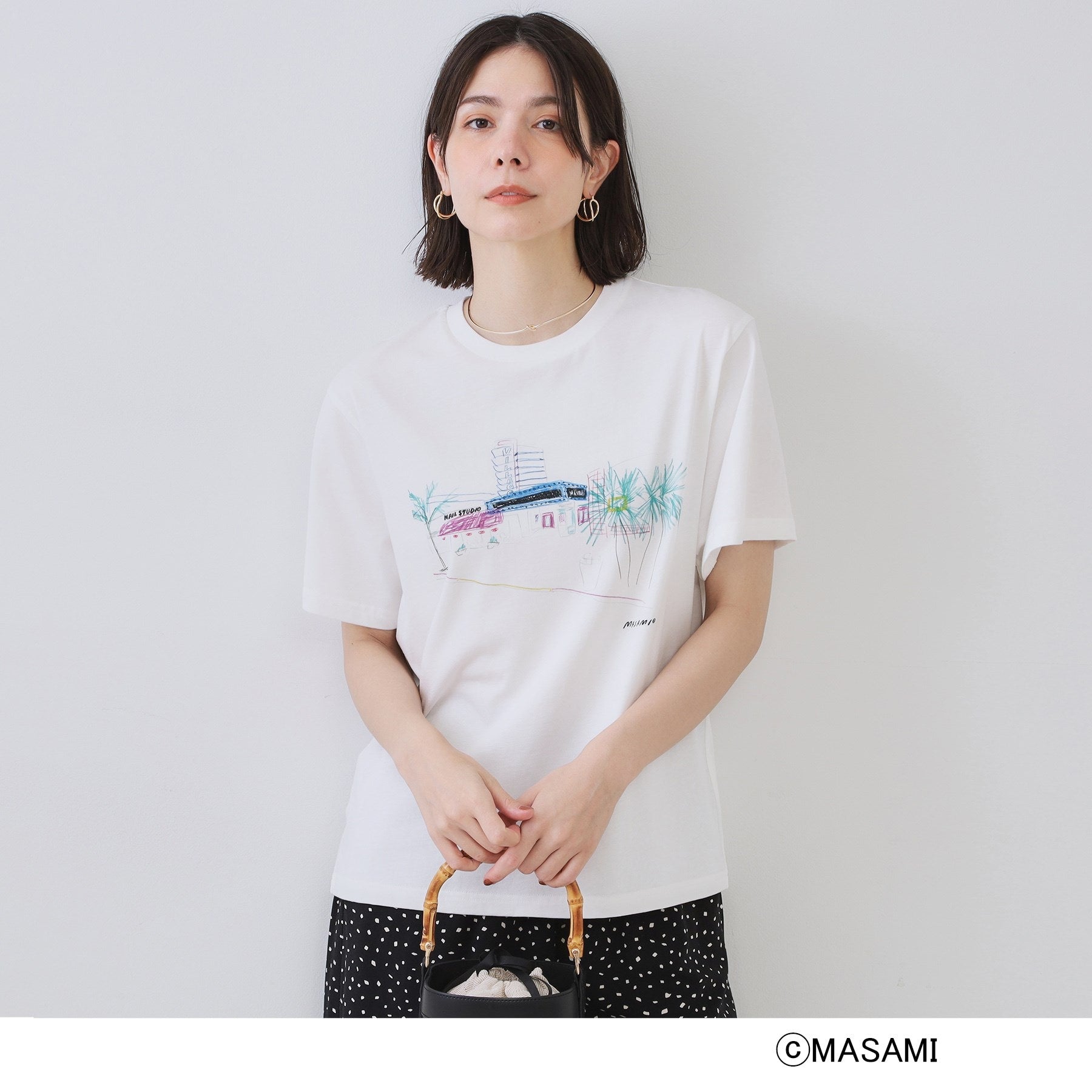 オペーク ドット クリップ OPAQUE.CLIP 風景イラストプリントTシャツ (ホワイト(001)) ホワイト(001)