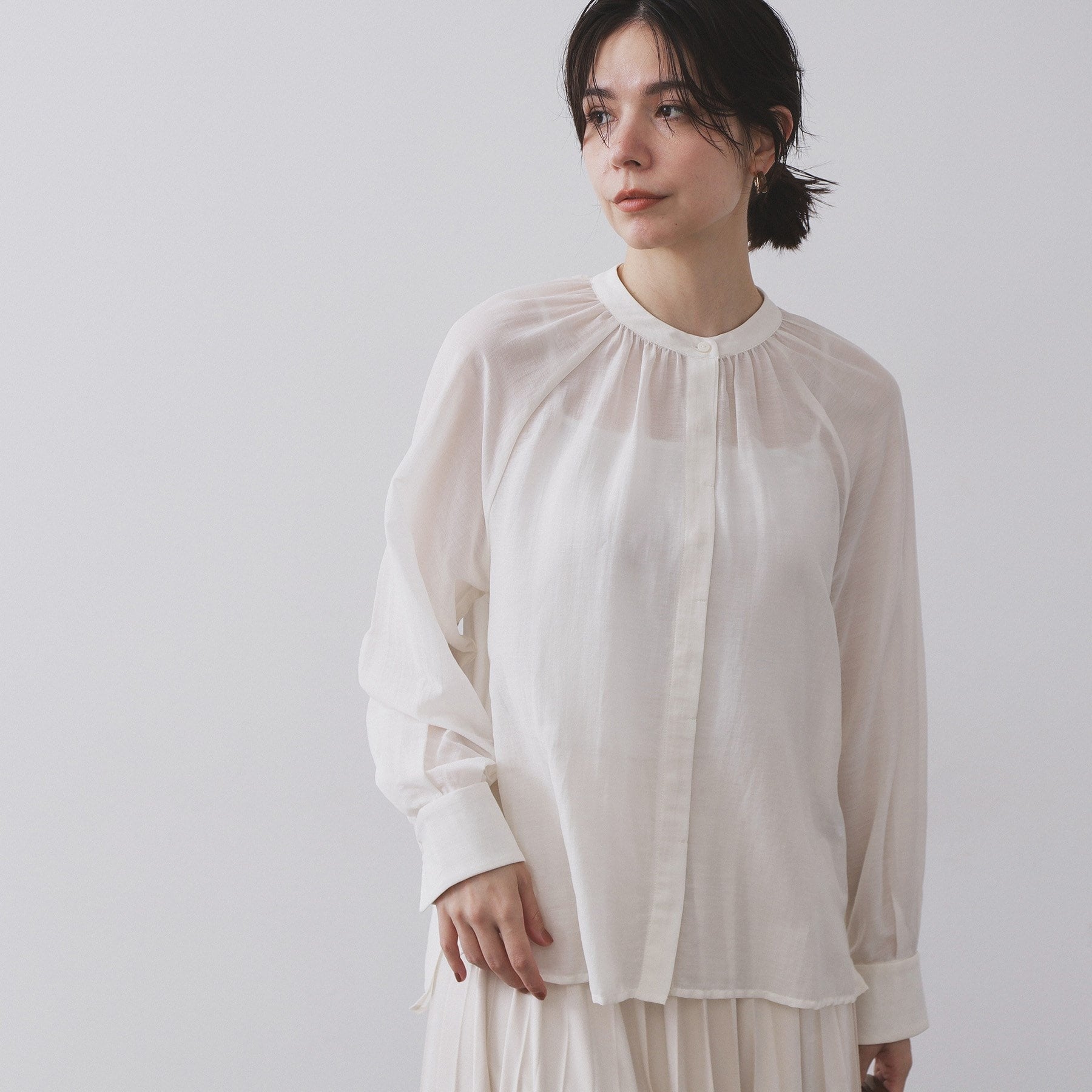 オペーク ドット クリップ OPAQUE.CLIP 2WAYシアーボウタイブラウス【洗濯機洗い可】 (チャコールグレー(014)) チャコールグレー(014)