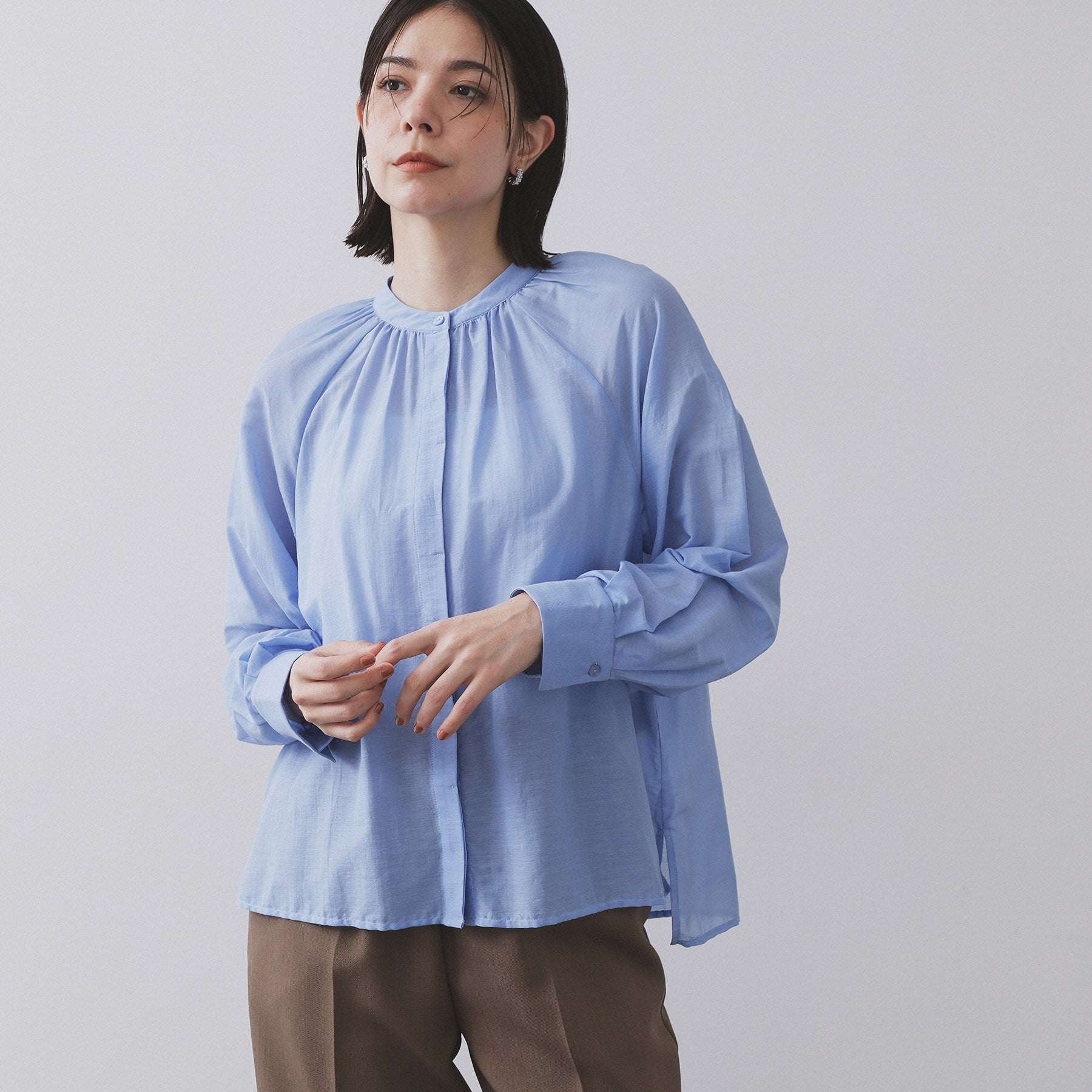 オペーク ドット クリップ OPAQUE.CLIP 2WAYシアーボウタイブラウス【洗濯機洗い可】 (チャコールグレー(014)) チャコールグレー(014)