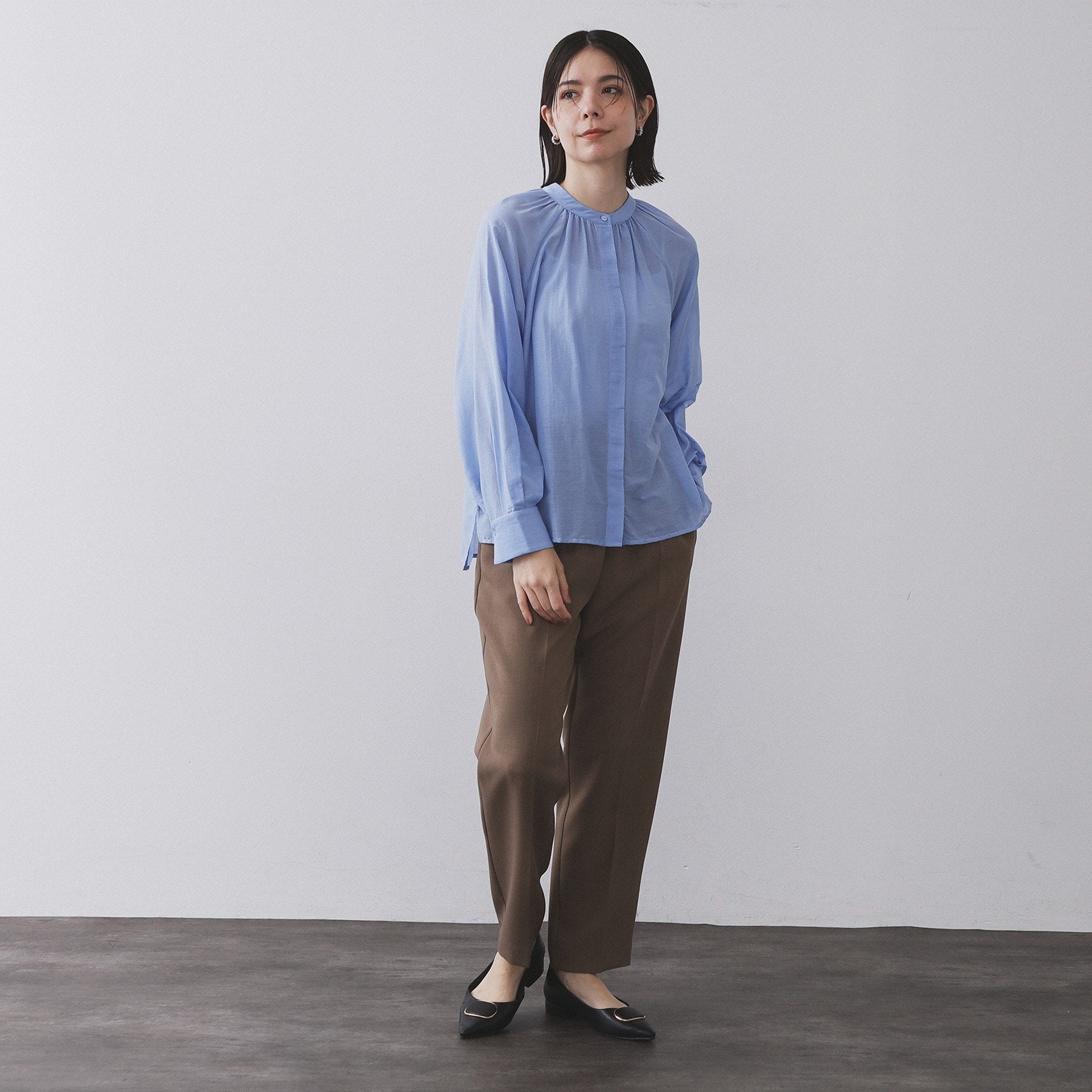 オペーク ドット クリップ OPAQUE.CLIP 2WAYシアーボウタイブラウス【洗濯機洗い可】 (チャコールグレー(014)) チャコールグレー(014)