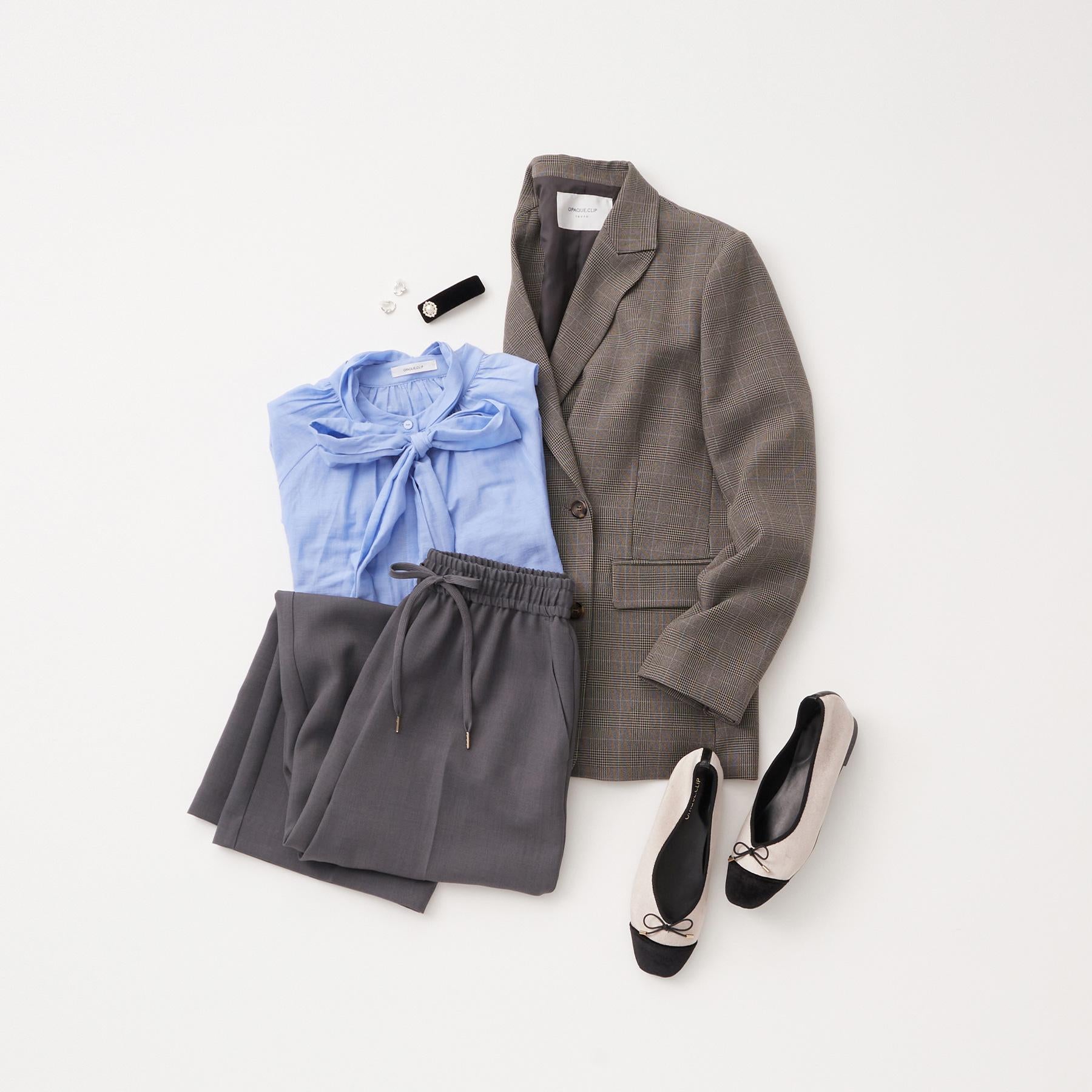 オペーク ドット クリップ OPAQUE.CLIP 2WAYシアーボウタイブラウス【洗濯機洗い可】 (チャコールグレー(014)) チャコールグレー(014)