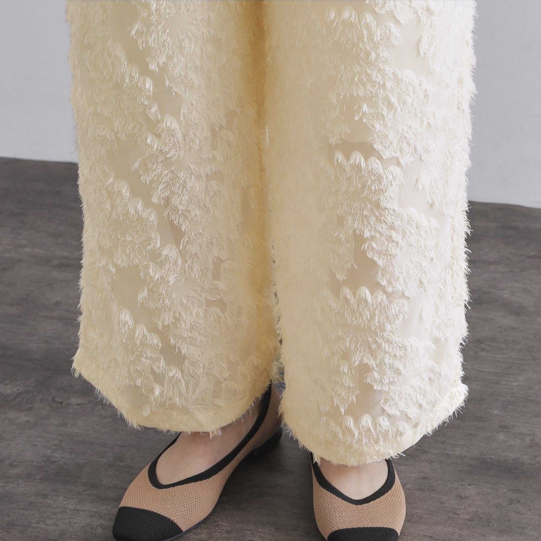 オペーク ドット クリップ OPAQUE.CLIP フリンジジャカードイージーパンツ【洗濯機洗い可】 (ブラック(019)) ブラック(019)