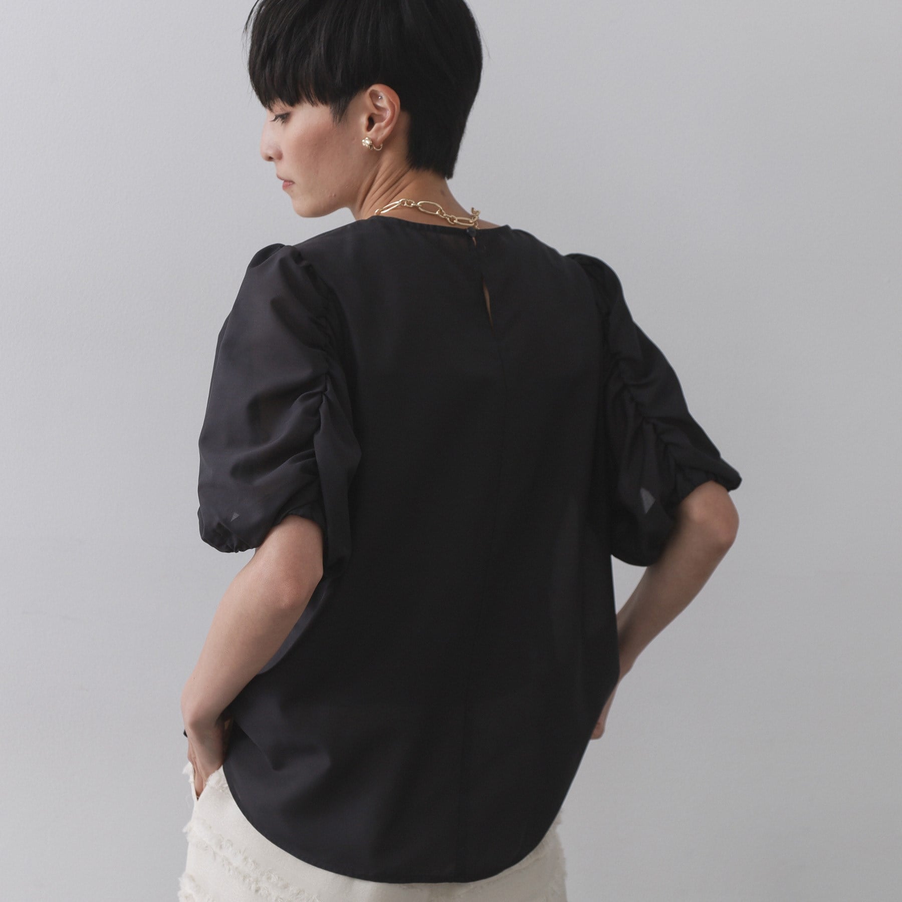 オペーク ドット クリップ OPAQUE.CLIP シアーボリュームスリーブブラウス【洗濯機洗い可】 (レッド(062)) レッド(062)