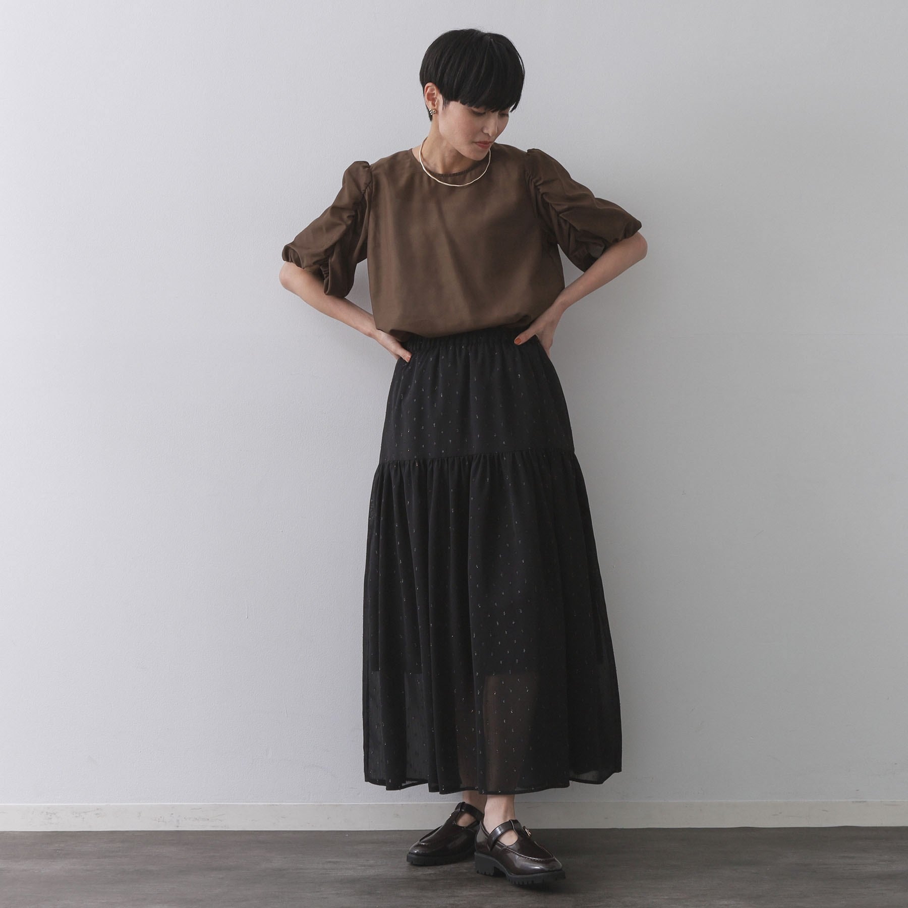 オペーク ドット クリップ OPAQUE.CLIP シアーボリュームスリーブブラウス【洗濯機洗い可】 (レッド(062)) レッド(062)