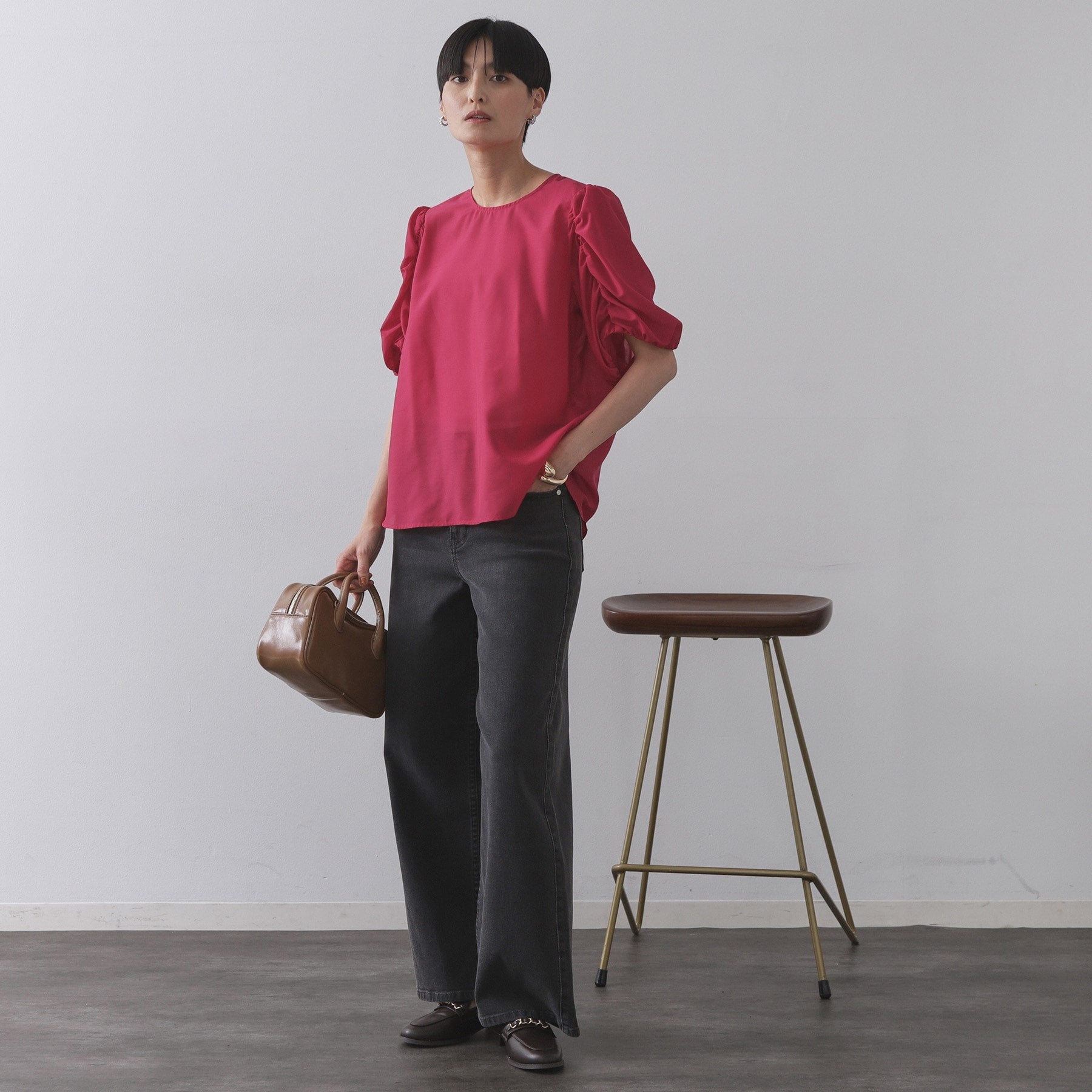 オペーク ドット クリップ OPAQUE.CLIP シアーボリュームスリーブブラウス【洗濯機洗い可】 (レッド(062)) レッド(062)