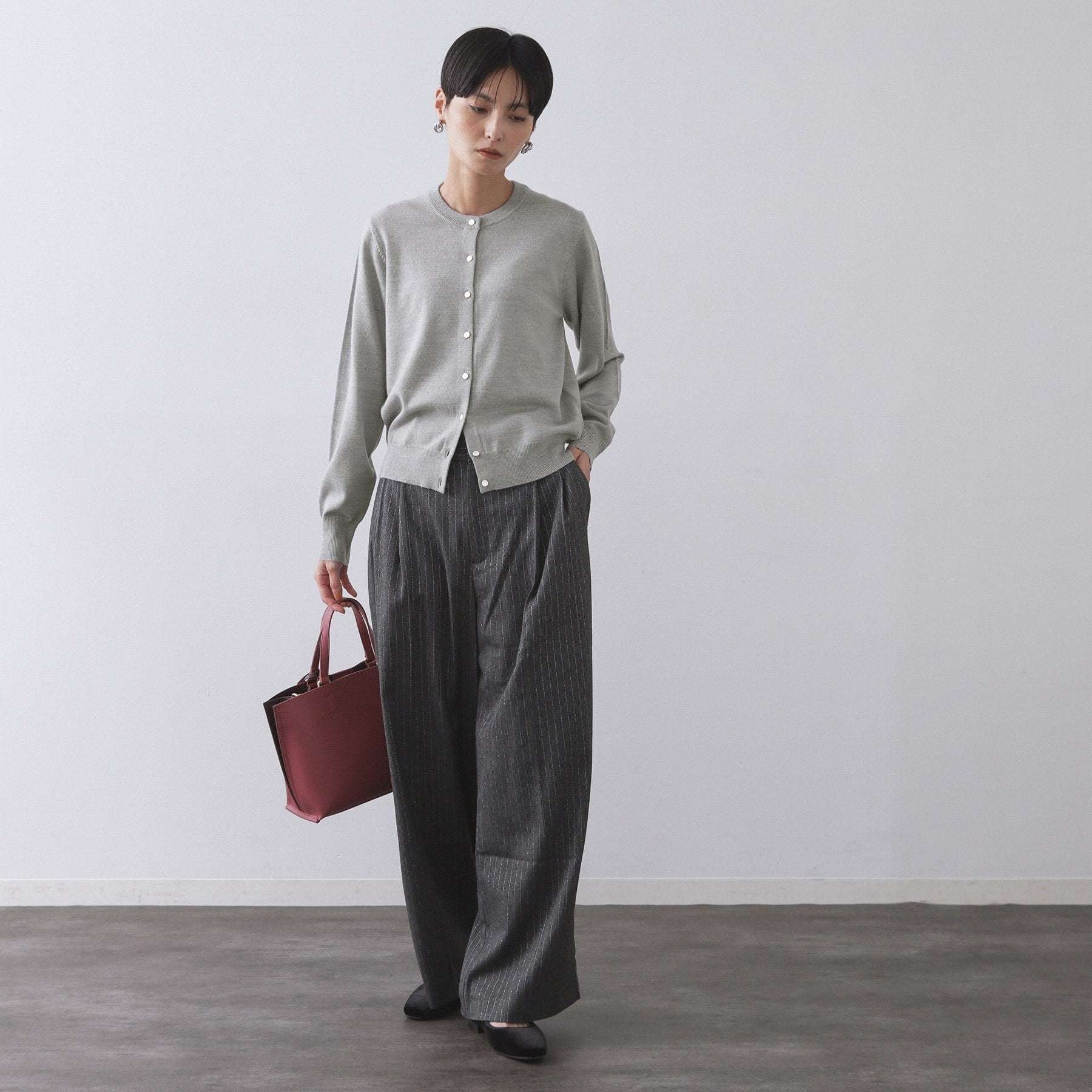 オペーク ドット クリップ OPAQUE.CLIP 《6色展開/SーLLサイズ》クルーニットカーディガン/FILIVIVI/フィルビビ【洗濯機洗い可】 (レッド(063)) レッド(063)