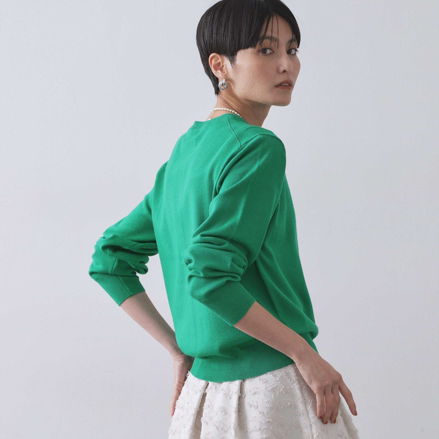 オペーク ドット クリップ OPAQUE.CLIP 《6色展開/SーLLサイズ》クルーニットカーディガン/FILIVIVI/フィルビビ【洗濯機洗い可】 (レッド(063)) レッド(063)