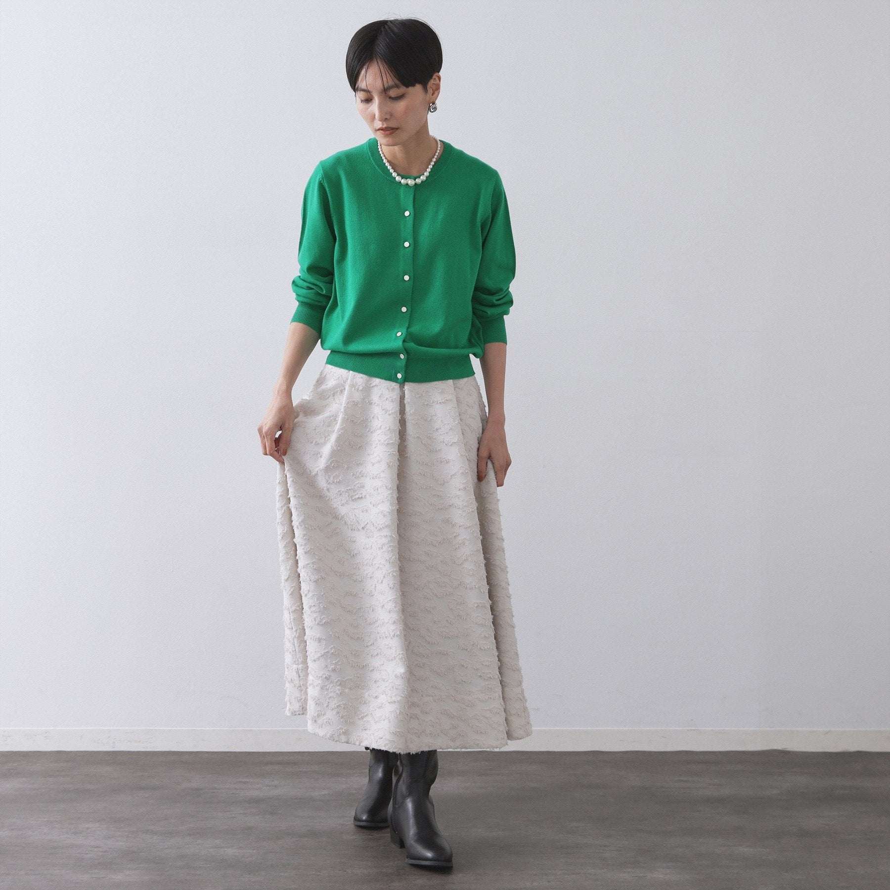 オペーク ドット クリップ OPAQUE.CLIP 《6色展開/SーLLサイズ》クルーニットカーディガン/FILIVIVI/フィルビビ【洗濯機洗い可】 (レッド(063)) レッド(063)