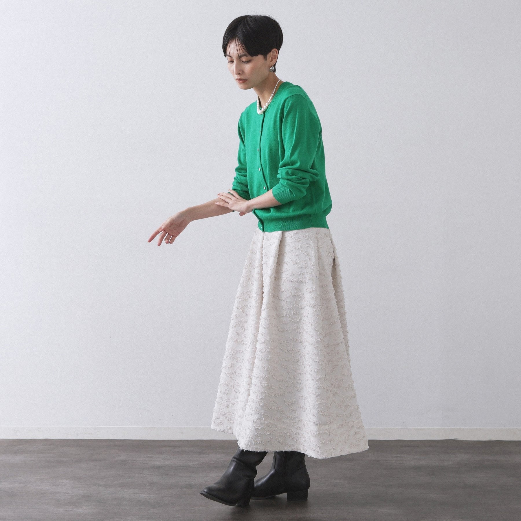 オペーク ドット クリップ OPAQUE.CLIP 《6色展開/SーLLサイズ》クルーニットカーディガン/FILIVIVI/フィルビビ【洗濯機洗い可】 (レッド(063)) レッド(063)