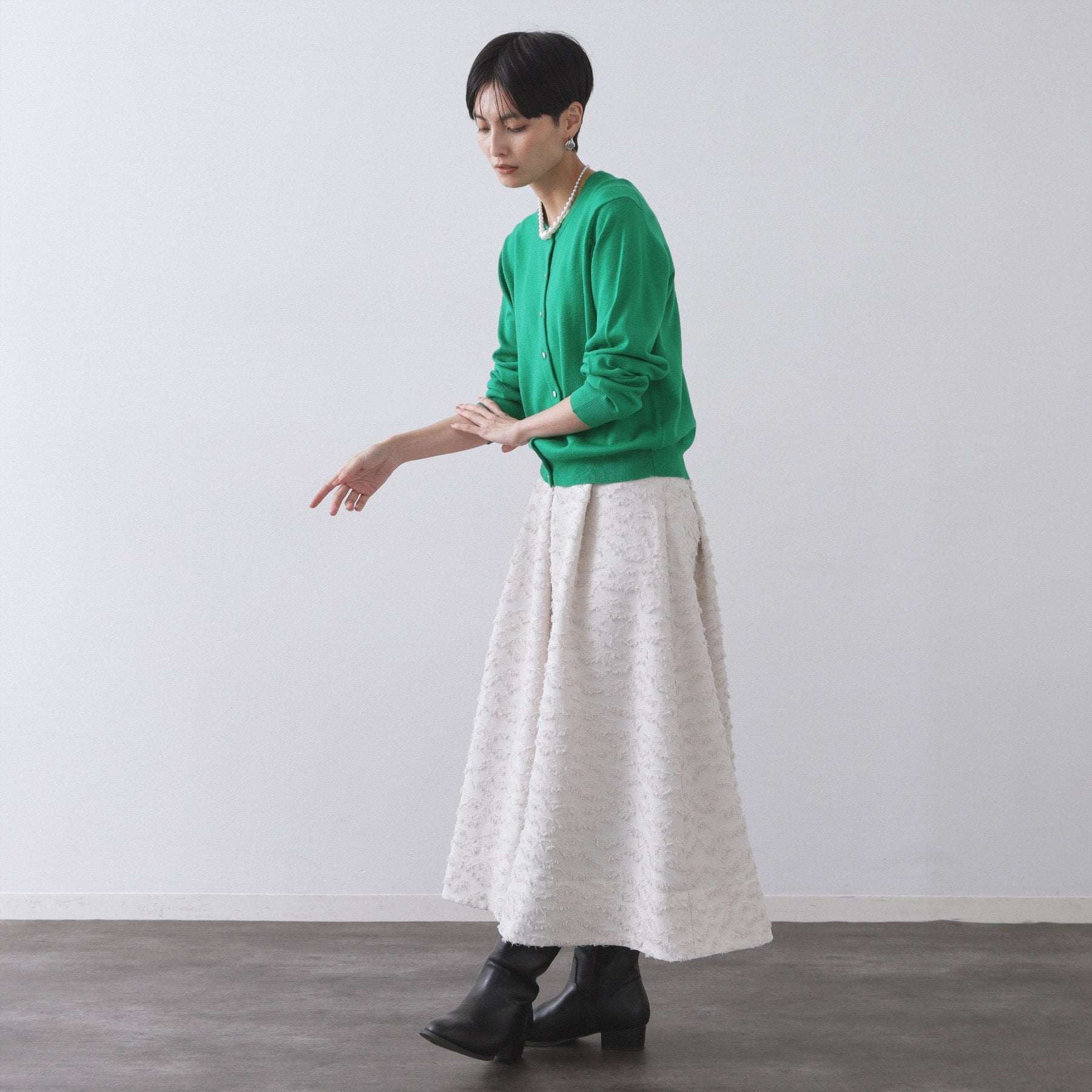 オペーク ドット クリップ OPAQUE.CLIP 《6色展開/SーLLサイズ》クルーニットカーディガン/FILIVIVI/フィルビビ【洗濯機洗い可】 (レッド(063)) レッド(063)