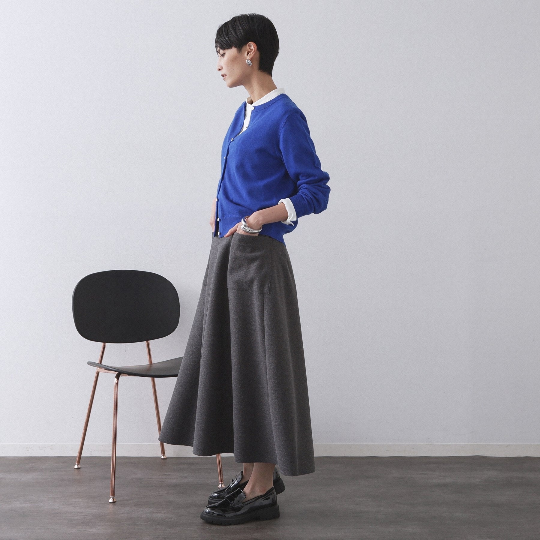 オペーク ドット クリップ OPAQUE.CLIP 《6色展開/SーLLサイズ》クルーニットカーディガン/FILIVIVI/フィルビビ【洗濯機洗い可】 (レッド(063)) レッド(063)