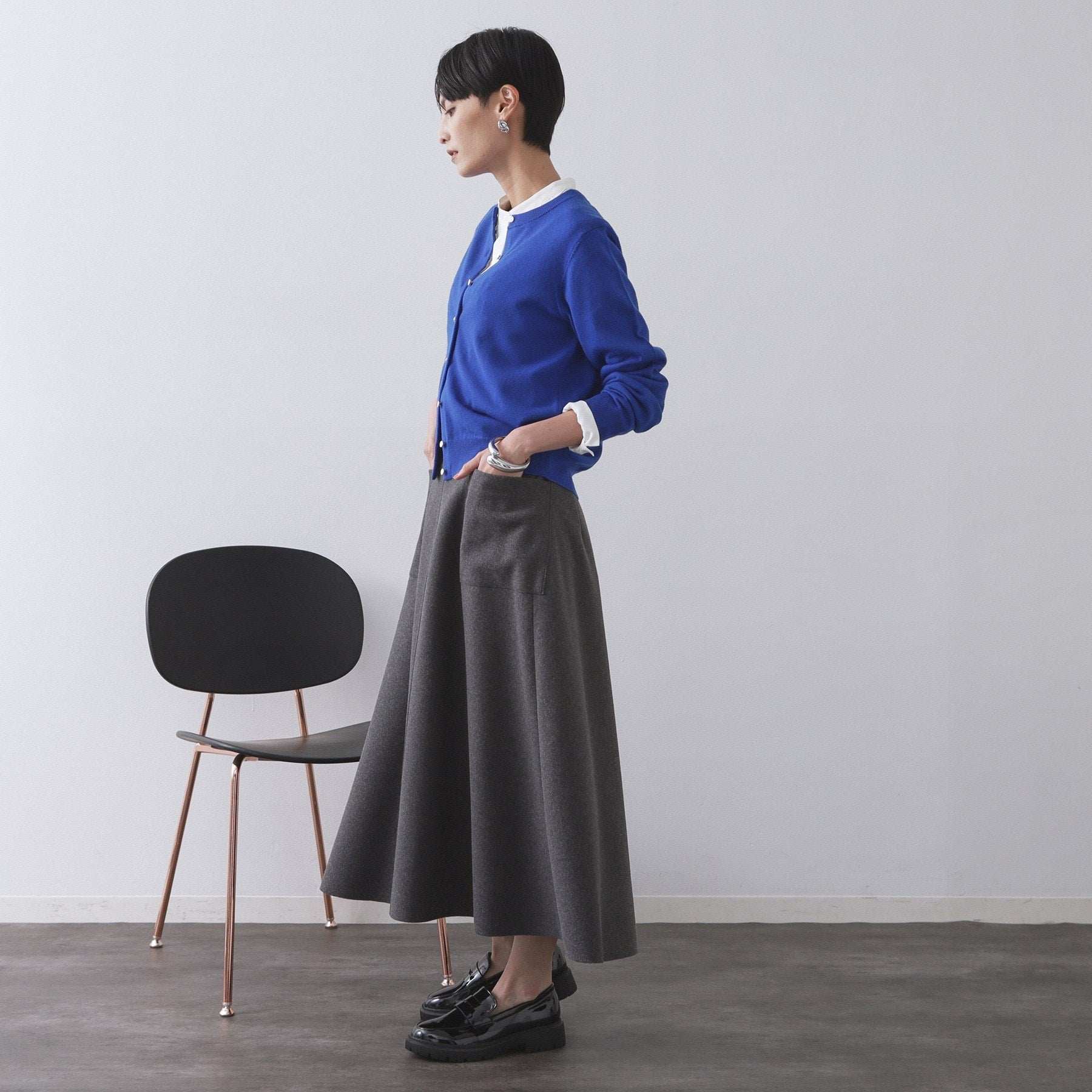 オペーク ドット クリップ OPAQUE.CLIP 《6色展開/SーLLサイズ》クルーニットカーディガン/FILIVIVI/フィルビビ【洗濯機洗い可】 (レッド(063)) レッド(063)