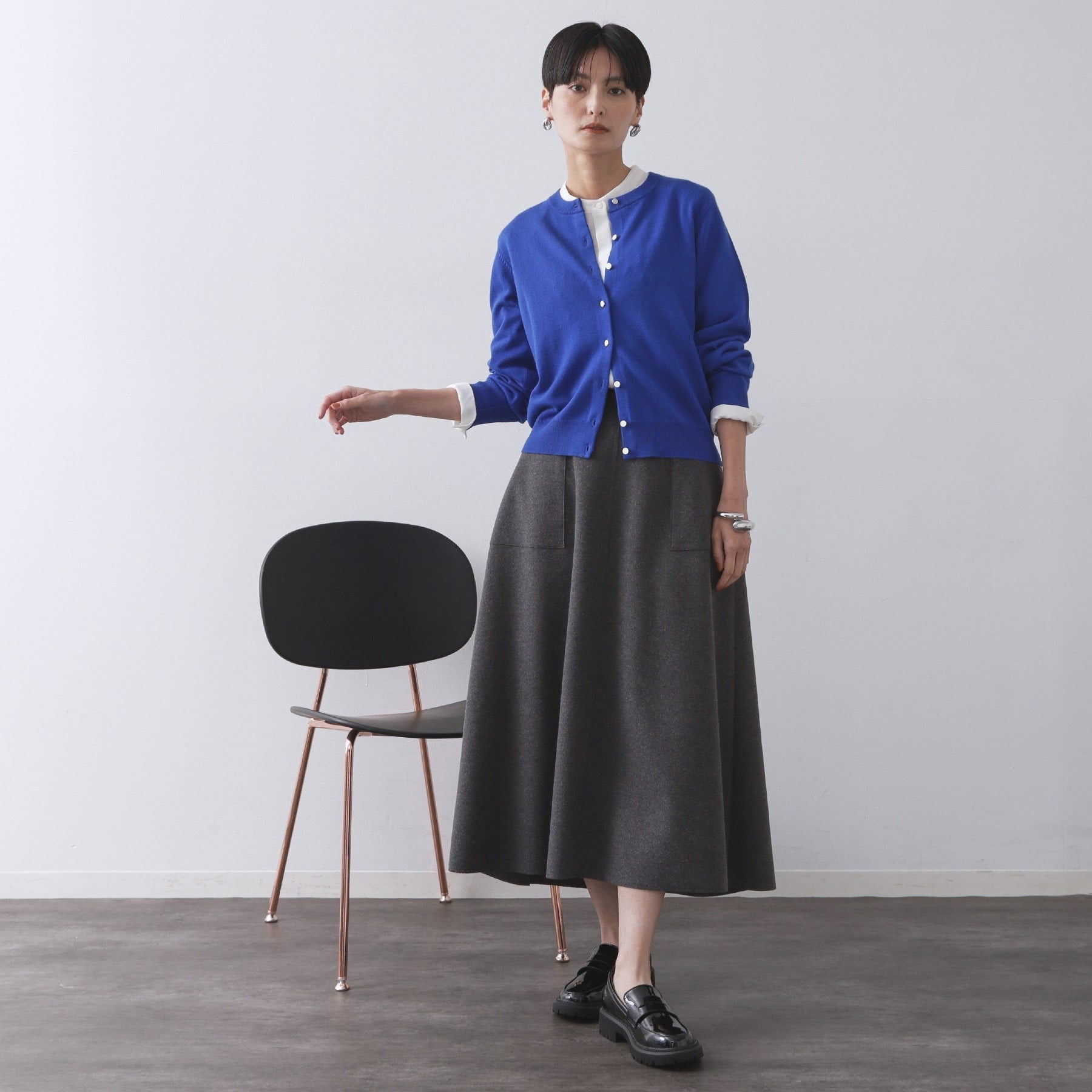 オペーク ドット クリップ OPAQUE.CLIP 《6色展開/SーLLサイズ》クルーニットカーディガン/FILIVIVI/フィルビビ【洗濯機洗い可】 (レッド(063)) レッド(063)