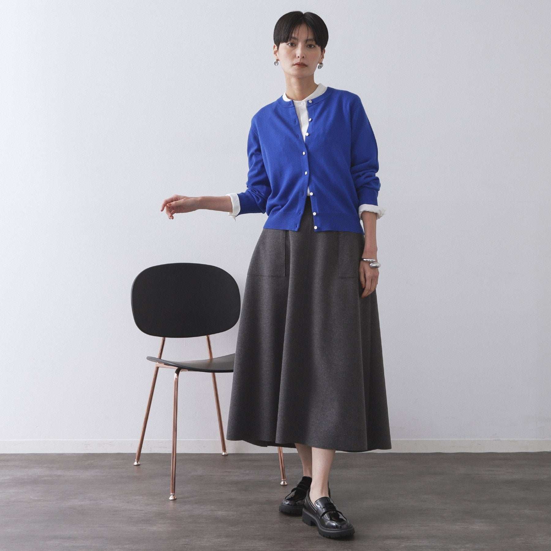 オペーク ドット クリップ OPAQUE.CLIP 《6色展開/SーLLサイズ》クルーニットカーディガン/FILIVIVI/フィルビビ【洗濯機洗い可】 (レッド(063)) レッド(063)