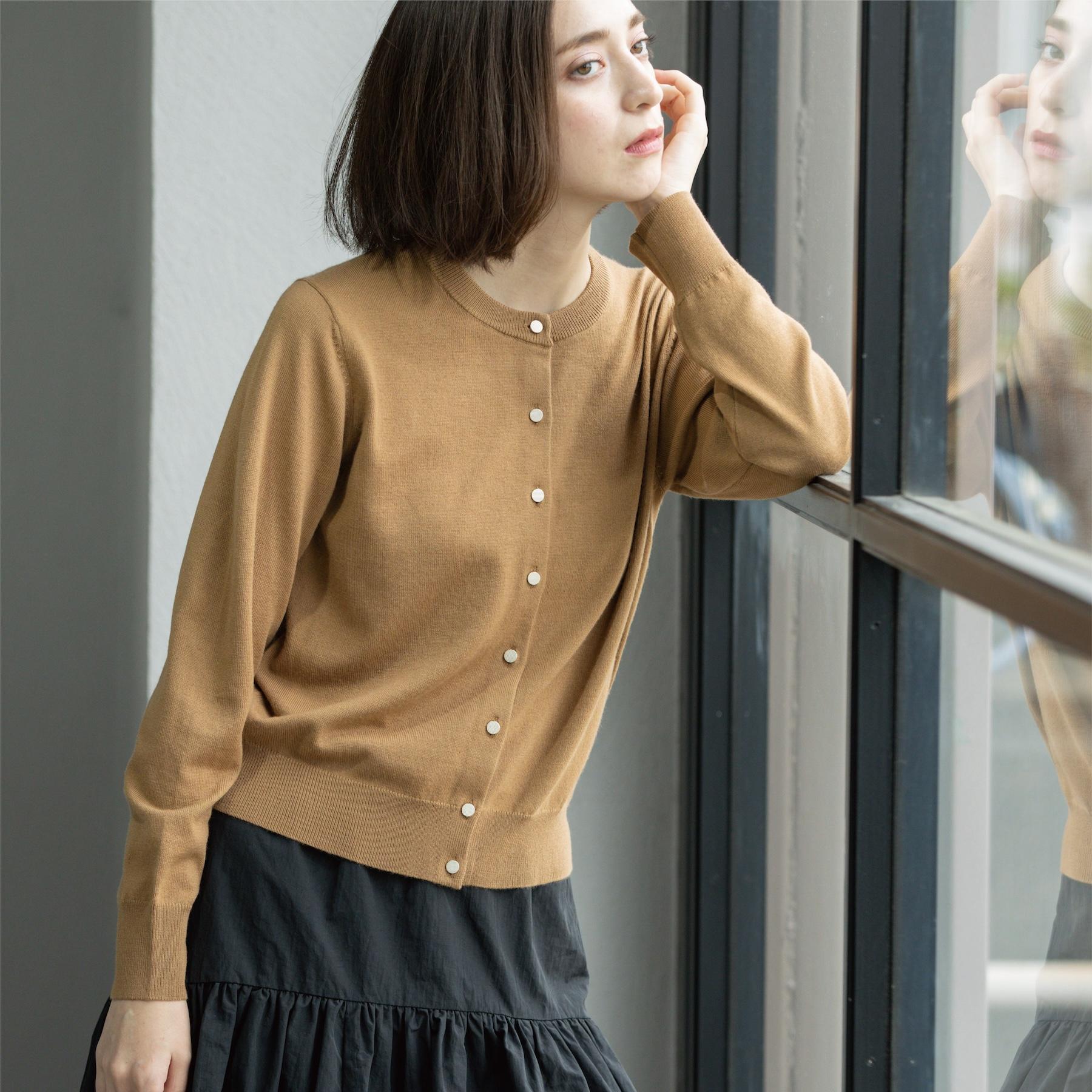 オペーク ドット クリップ OPAQUE.CLIP 《6色展開/SーLLサイズ》クルーニットカーディガン/FILIVIVI/フィルビビ【洗濯機洗い可】 (キャメルブラウン(841)) キャメルブラウン(841)