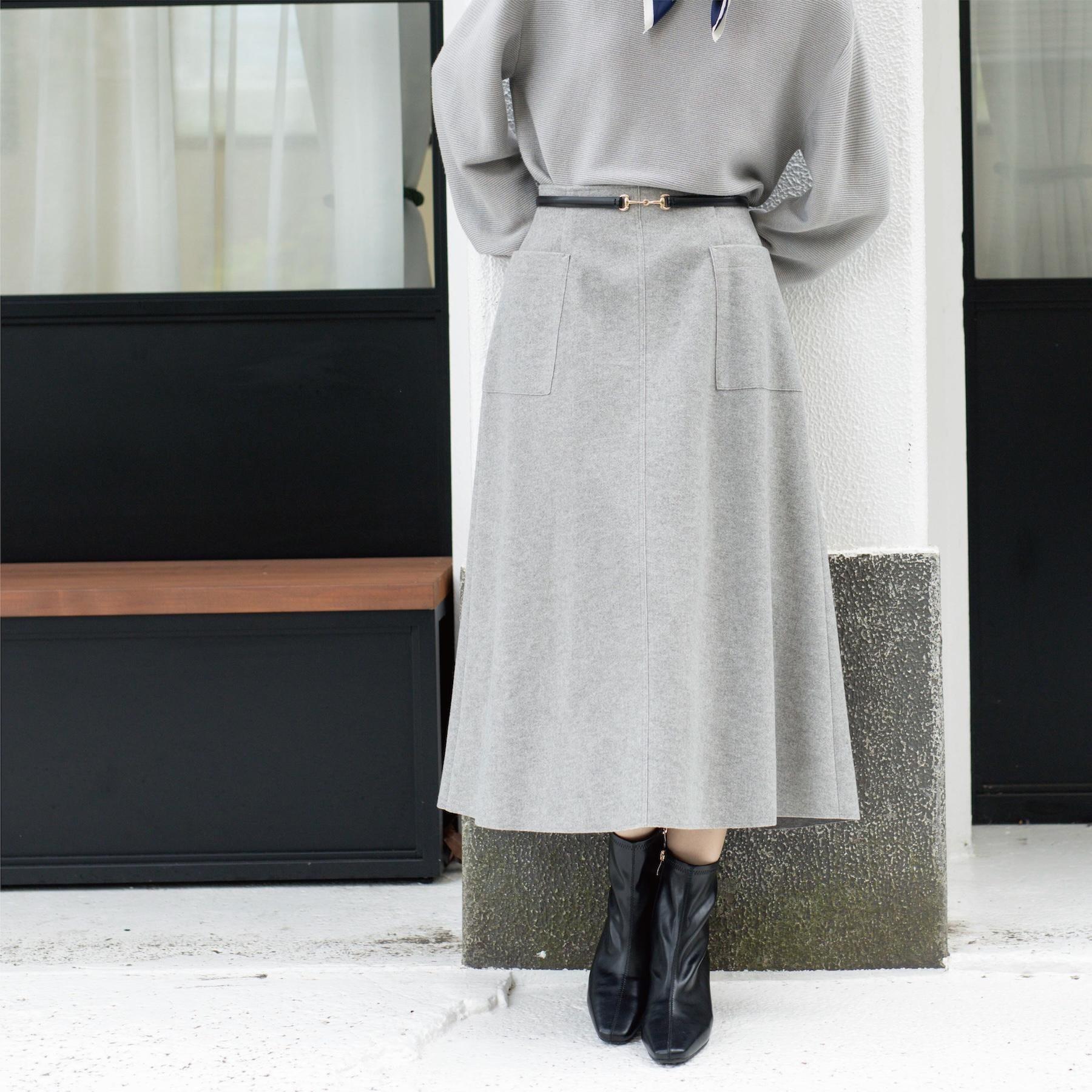 オペーク ドット クリップ OPAQUE.CLIP ウールライクフレアスカート【洗濯機洗い可】 (グレー(012)) グレー(012)