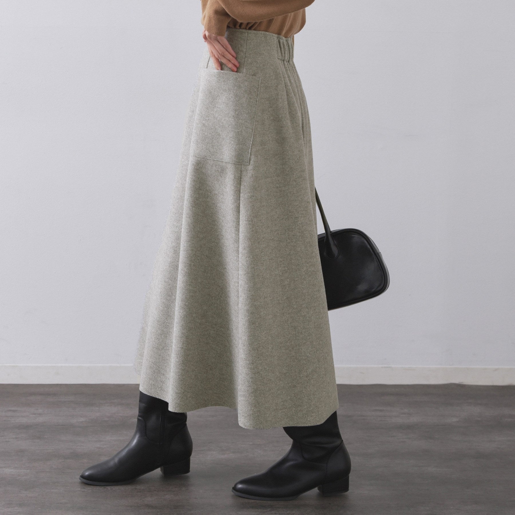 オペーク ドット クリップ OPAQUE.CLIP ウールライクフレアスカート【洗濯機洗い可】 (グレー(012)) グレー(012)