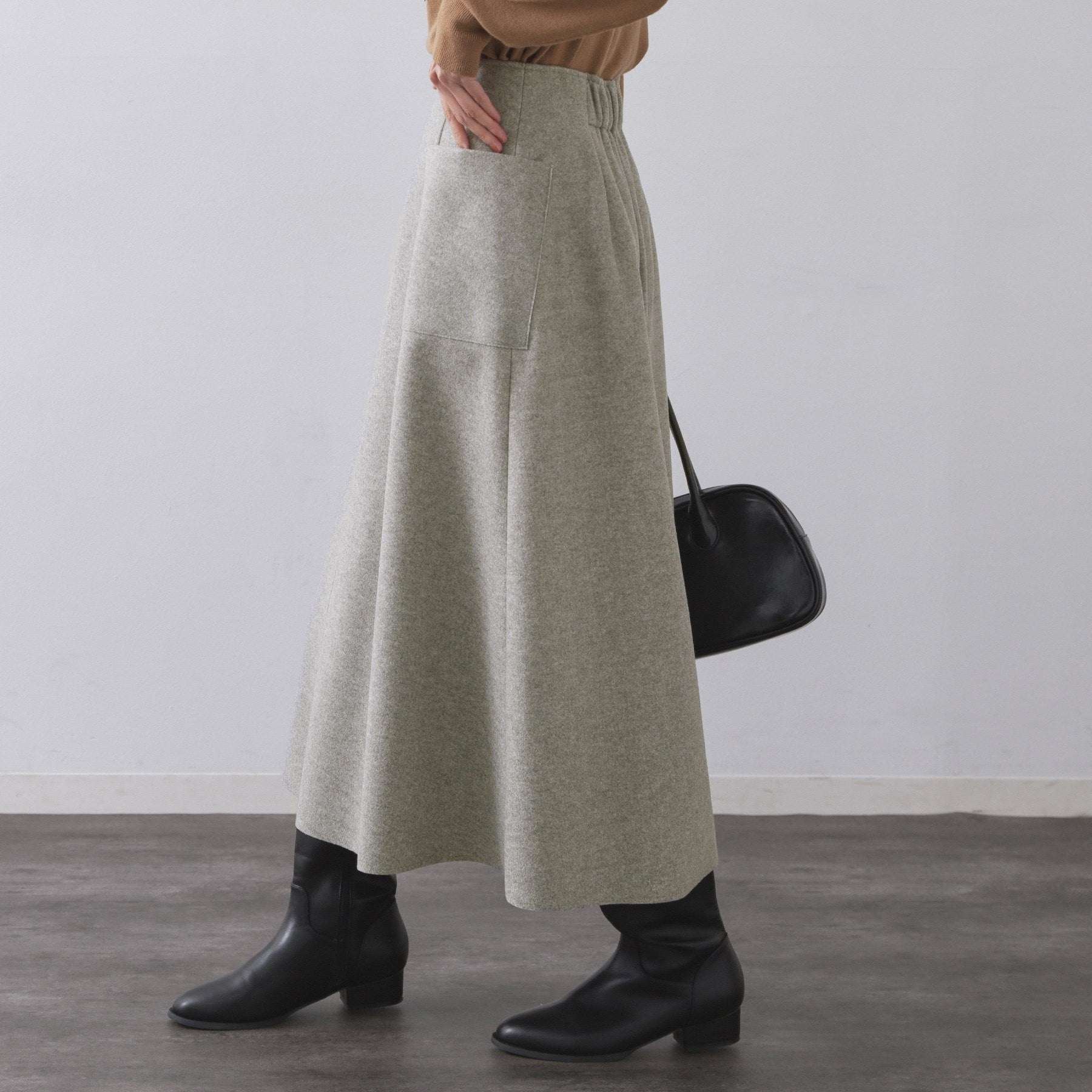 オペーク ドット クリップ OPAQUE.CLIP ウールライクフレアスカート【洗濯機洗い可】 (グレー(012)) グレー(012)