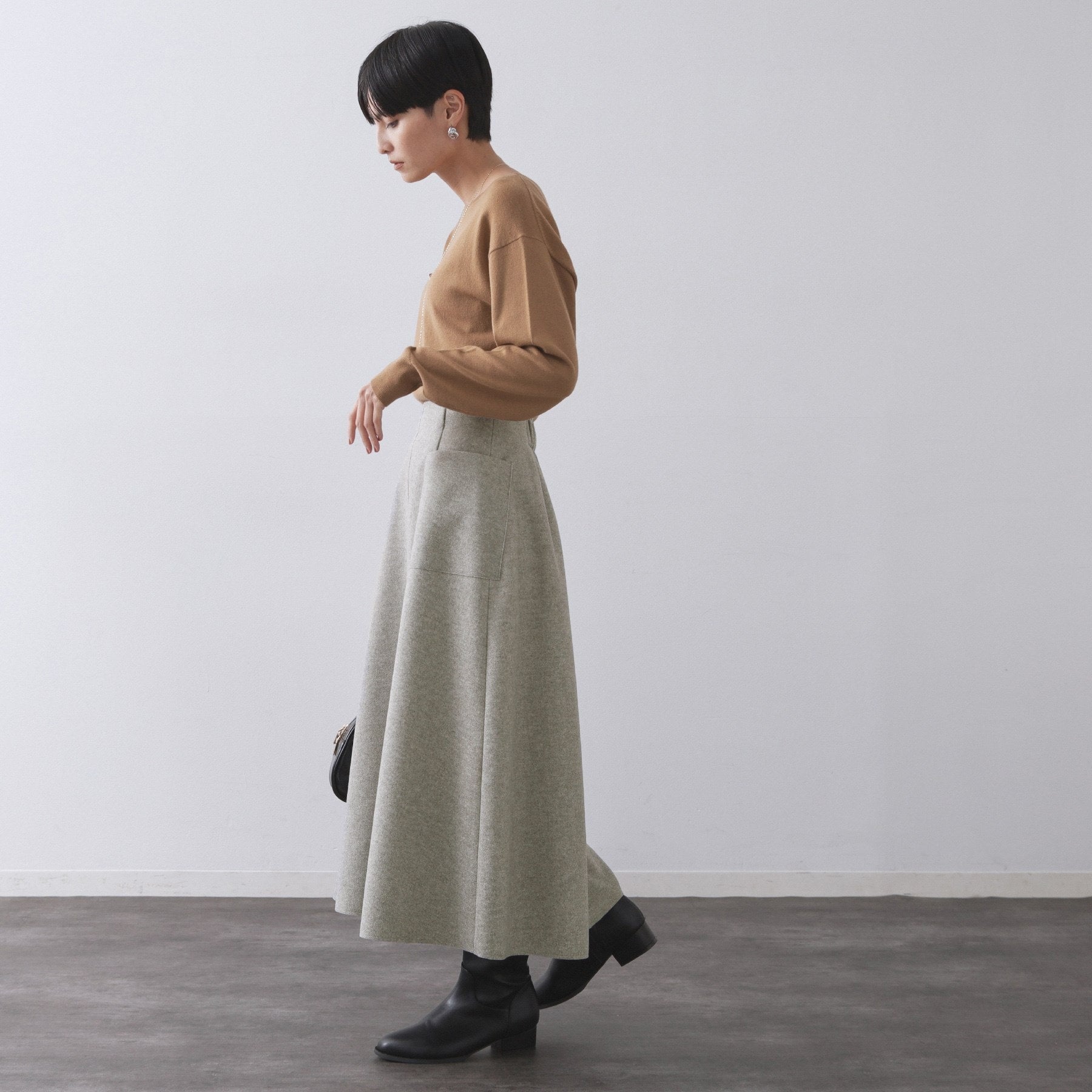 オペーク ドット クリップ OPAQUE.CLIP ウールライクフレアスカート【洗濯機洗い可】 (グレー(012)) グレー(012)