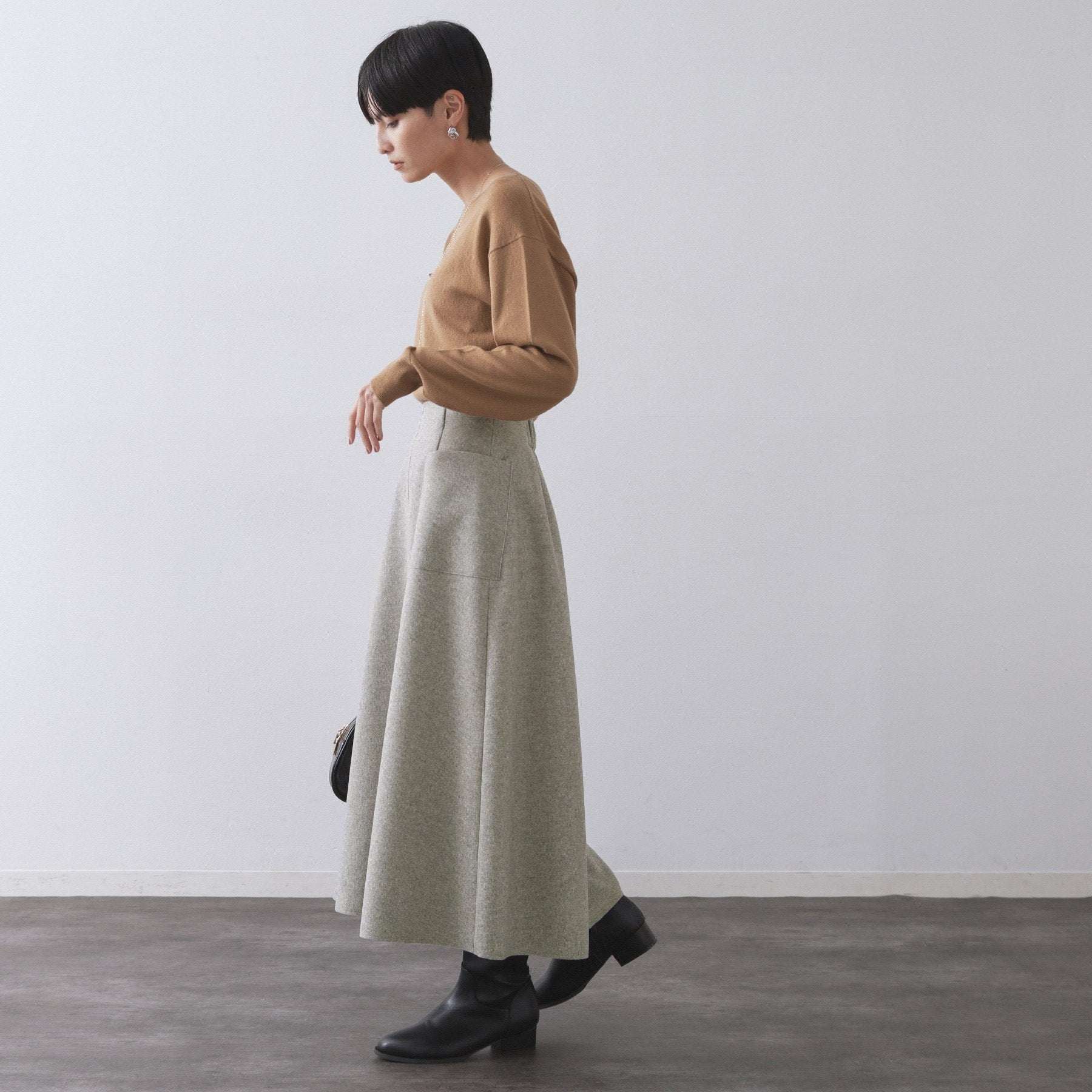 オペーク ドット クリップ OPAQUE.CLIP ウールライクフレアスカート【洗濯機洗い可】 (グレー(012)) グレー(012)