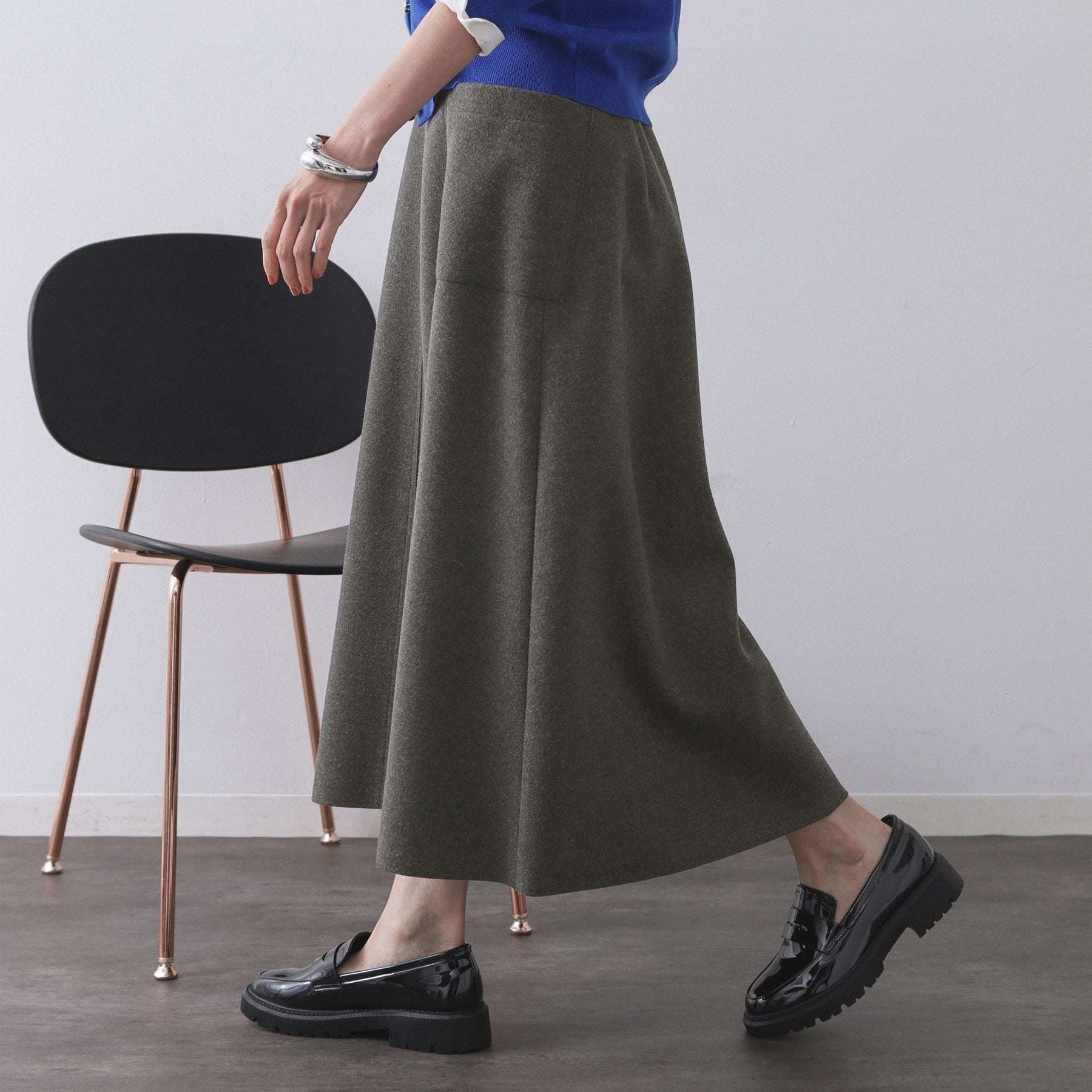 オペーク ドット クリップ OPAQUE.CLIP ウールライクフレアスカート【洗濯機洗い可】 (グレー(012)) グレー(012)