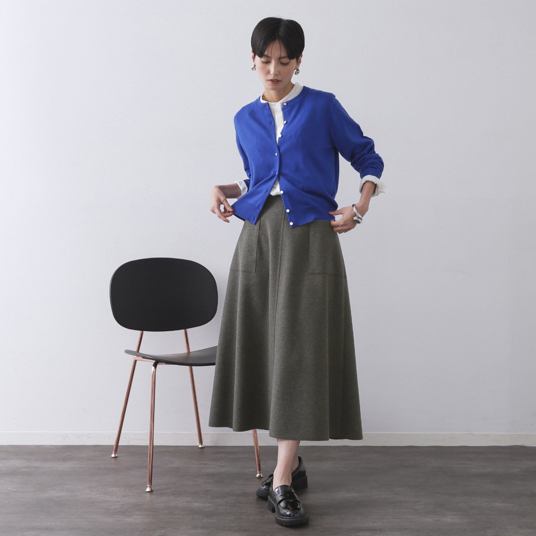 オペーク ドット クリップ OPAQUE.CLIP ウールライクフレアスカート【洗濯機洗い可】 (グレー(012)) グレー(012)