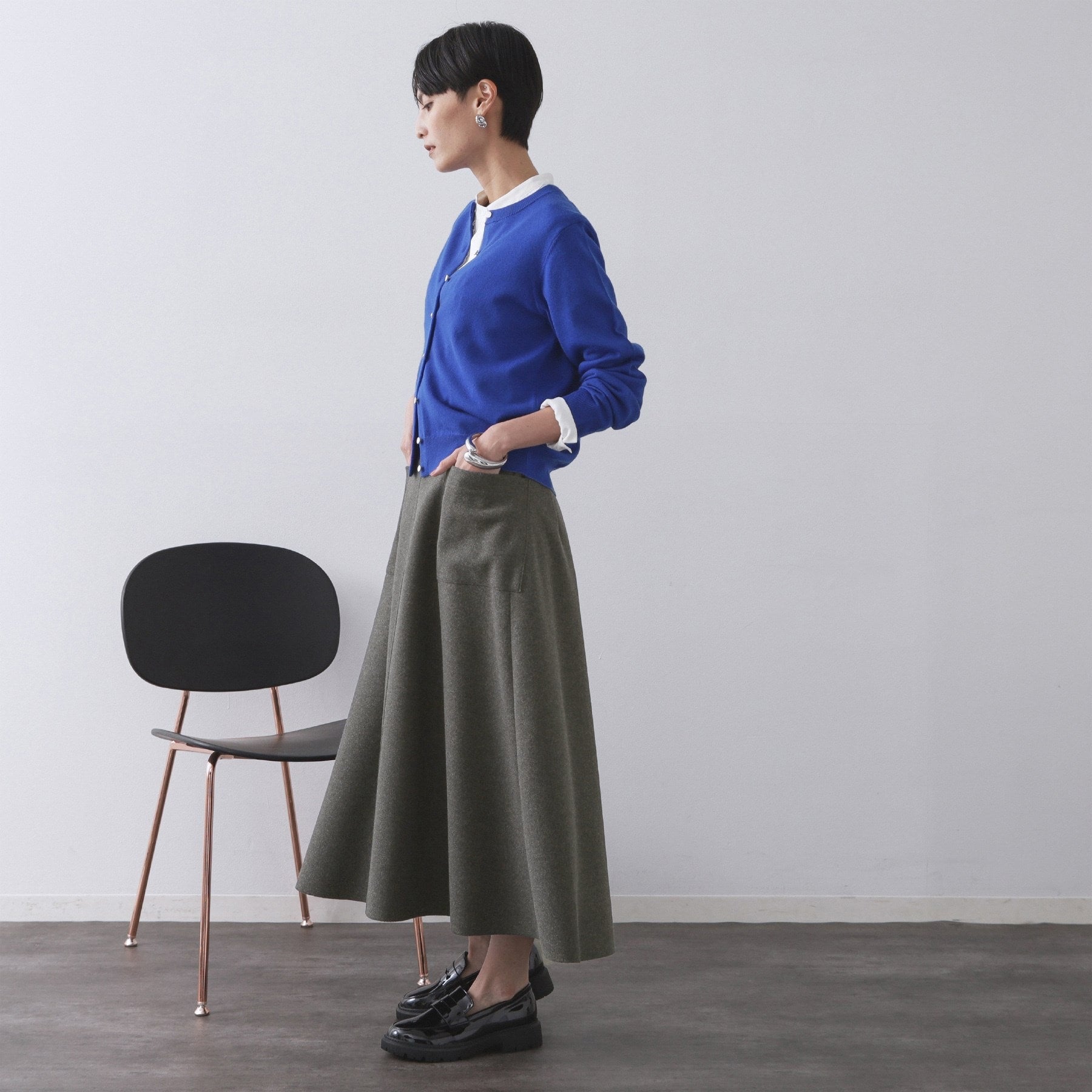 オペーク ドット クリップ OPAQUE.CLIP ウールライクフレアスカート【洗濯機洗い可】 (グレー(012)) グレー(012)