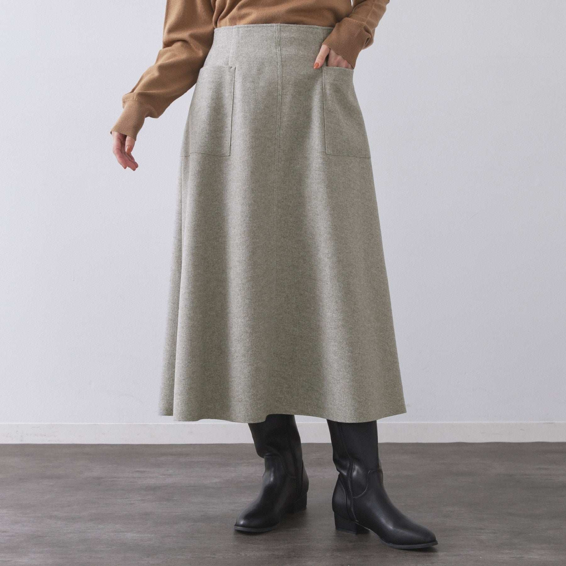 オペーク ドット クリップ OPAQUE.CLIP ウールライクフレアスカート【洗濯機洗い可】 (グレー(012)) グレー(012)