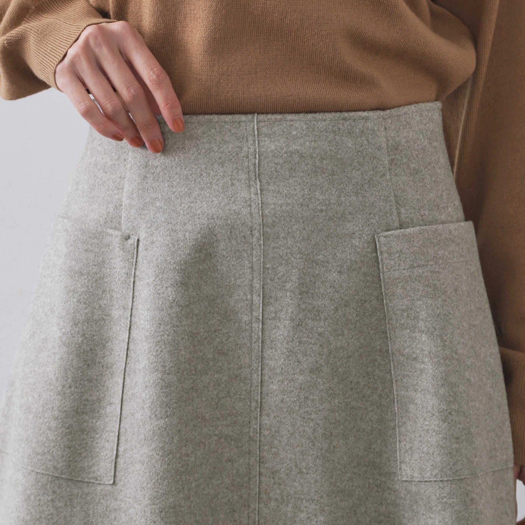 オペーク ドット クリップ OPAQUE.CLIP ウールライクフレアスカート【洗濯機洗い可】 (グレー(012)) グレー(012)