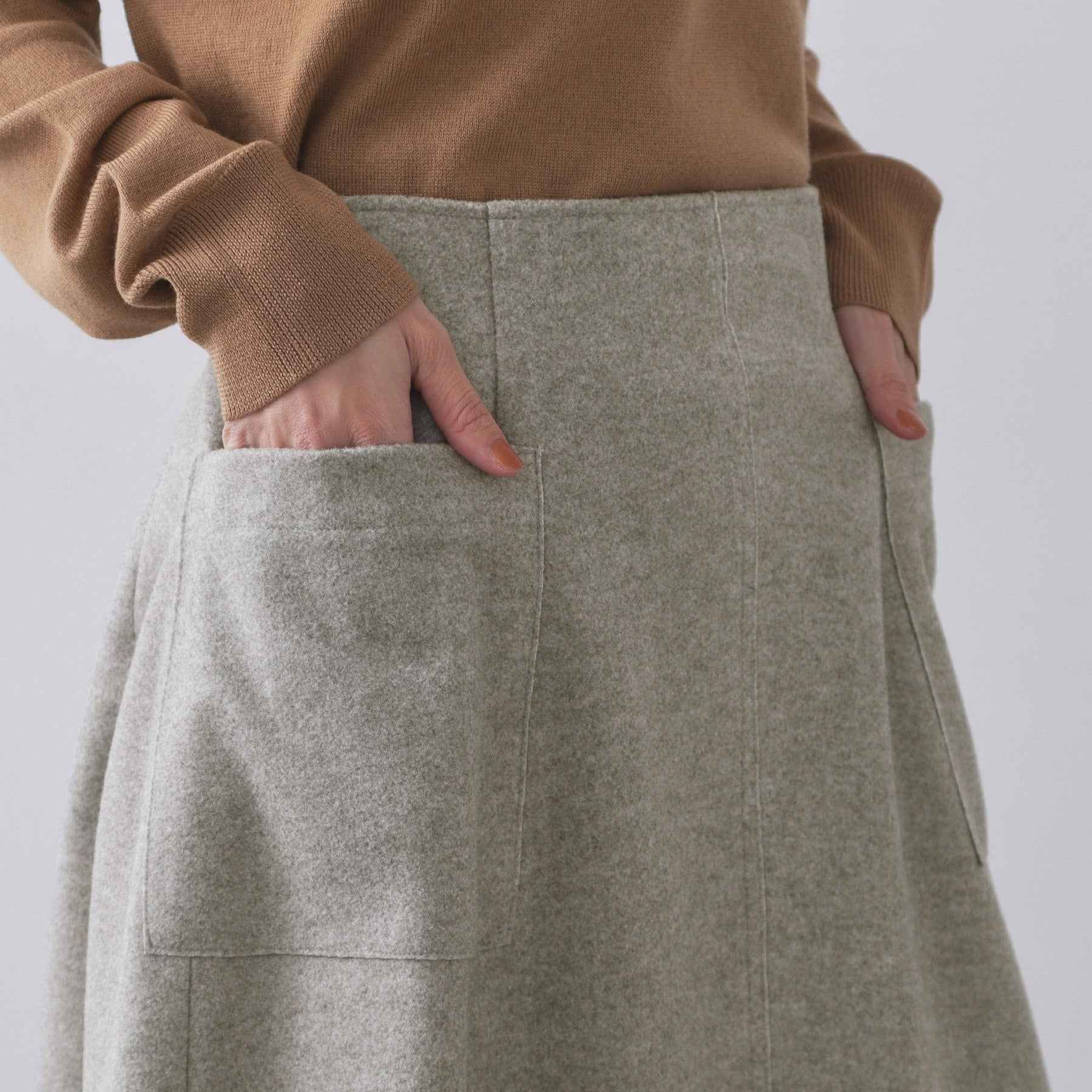 オペーク ドット クリップ OPAQUE.CLIP ウールライクフレアスカート【洗濯機洗い可】 (グレー(012)) グレー(012)