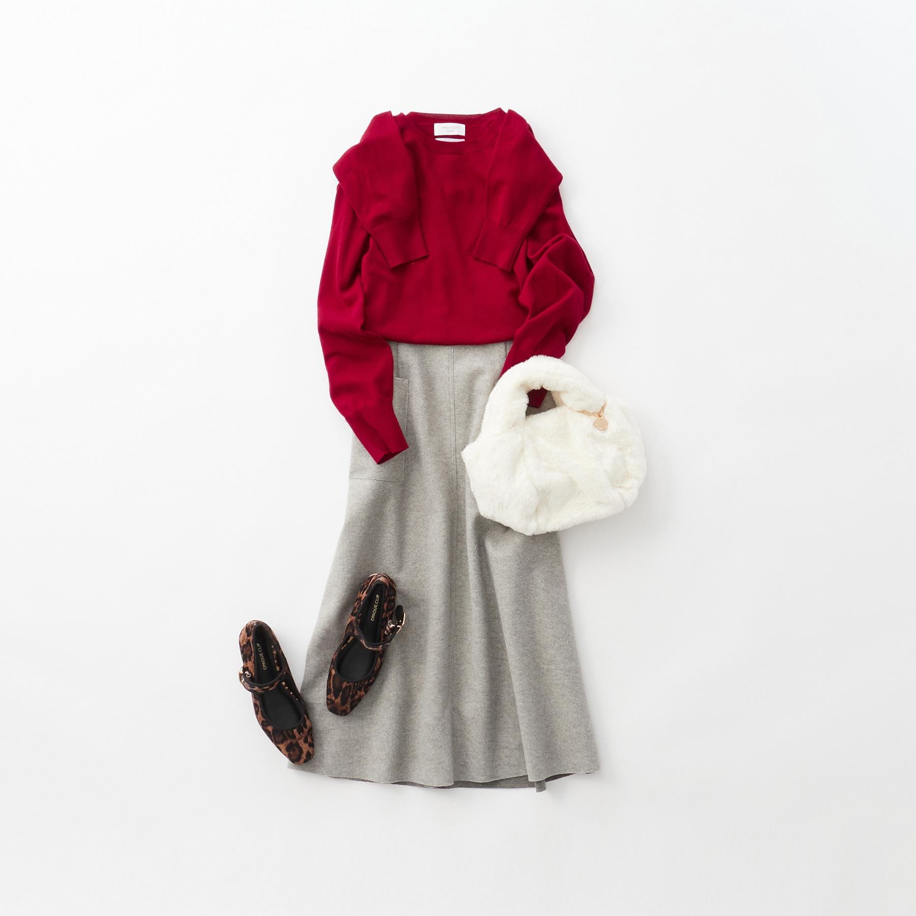 オペーク ドット クリップ OPAQUE.CLIP ウールライクフレアスカート【洗濯機洗い可】 (グレー(012)) グレー(012)