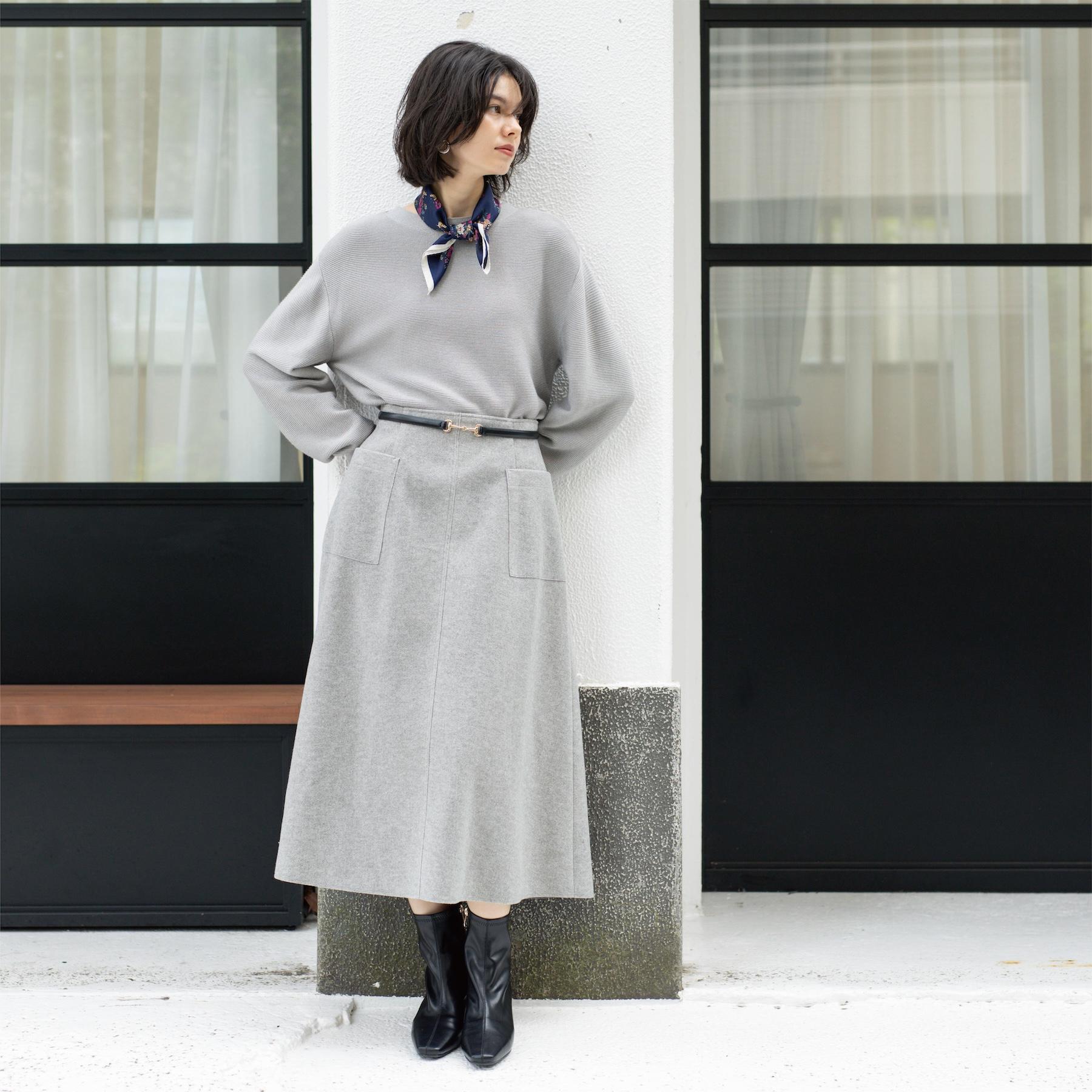 オペーク ドット クリップ OPAQUE.CLIP ウールライクフレアスカート【洗濯機洗い可】 (グレー(012)) グレー(012)