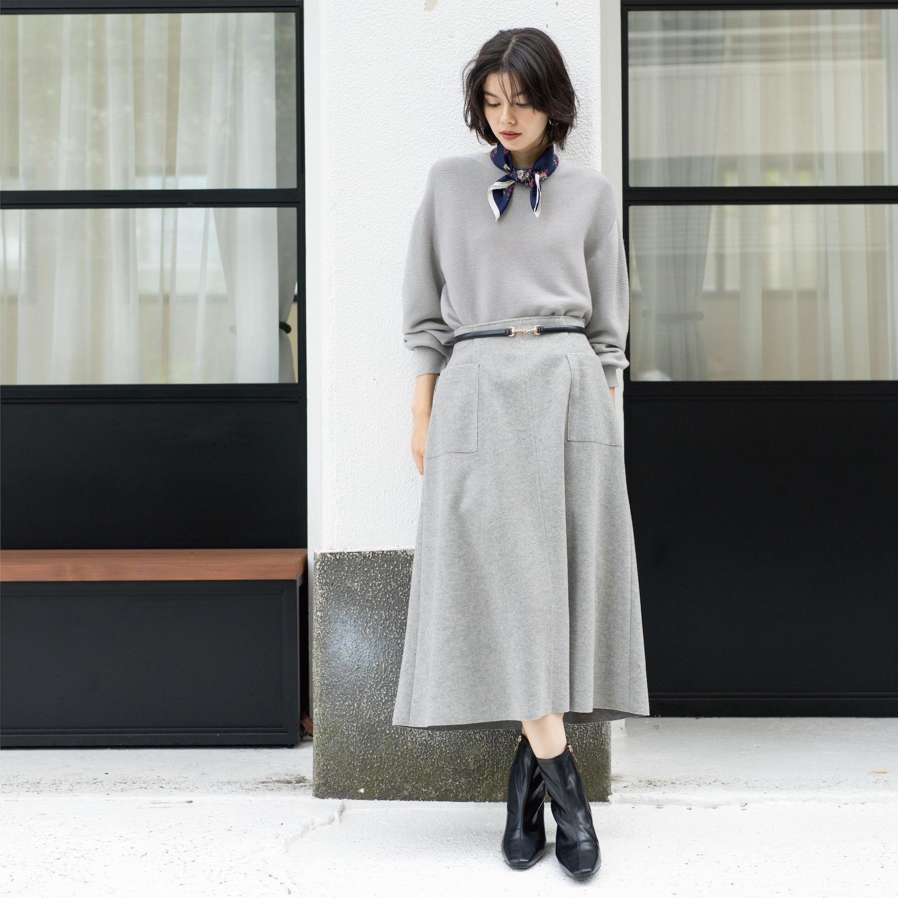 オペーク ドット クリップ OPAQUE.CLIP ウールライクフレアスカート【洗濯機洗い可】 (グレー(012)) グレー(012)