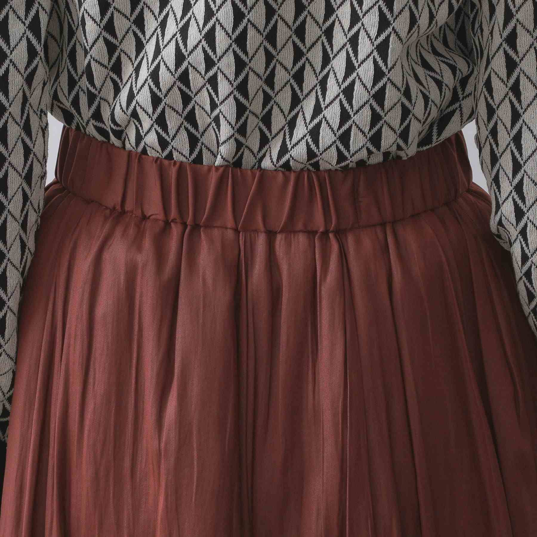 オペーク ドット クリップ OPAQUE.CLIP レザーライクタックフレアスカート【洗濯機洗い可】 (ボルドー(064)) ボルドー(064)