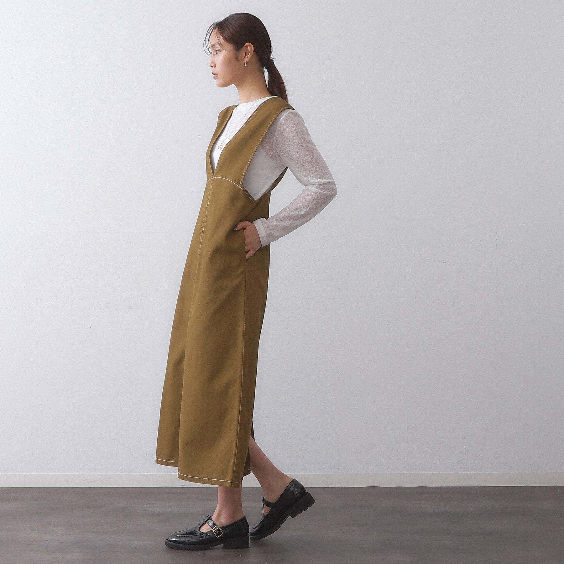 オペーク ドット クリップ OPAQUE.CLIP シアーラウンドネックカットソー【洗濯機洗い可】 (チャコールグレー(014)) チャコールグレー(014)