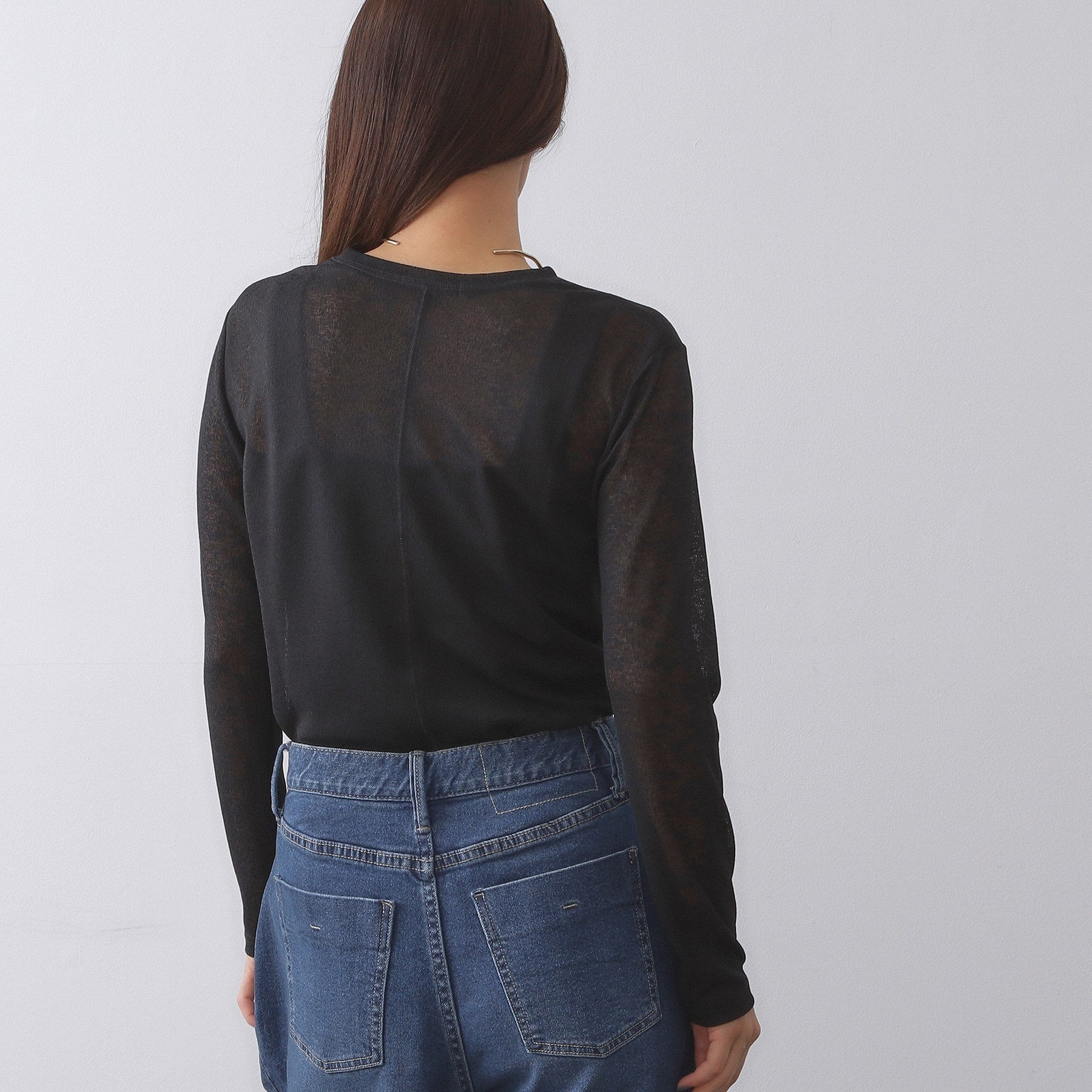 オペーク ドット クリップ OPAQUE.CLIP シアーラウンドネックカットソー【洗濯機洗い可】 (チャコールグレー(014)) チャコールグレー(014)