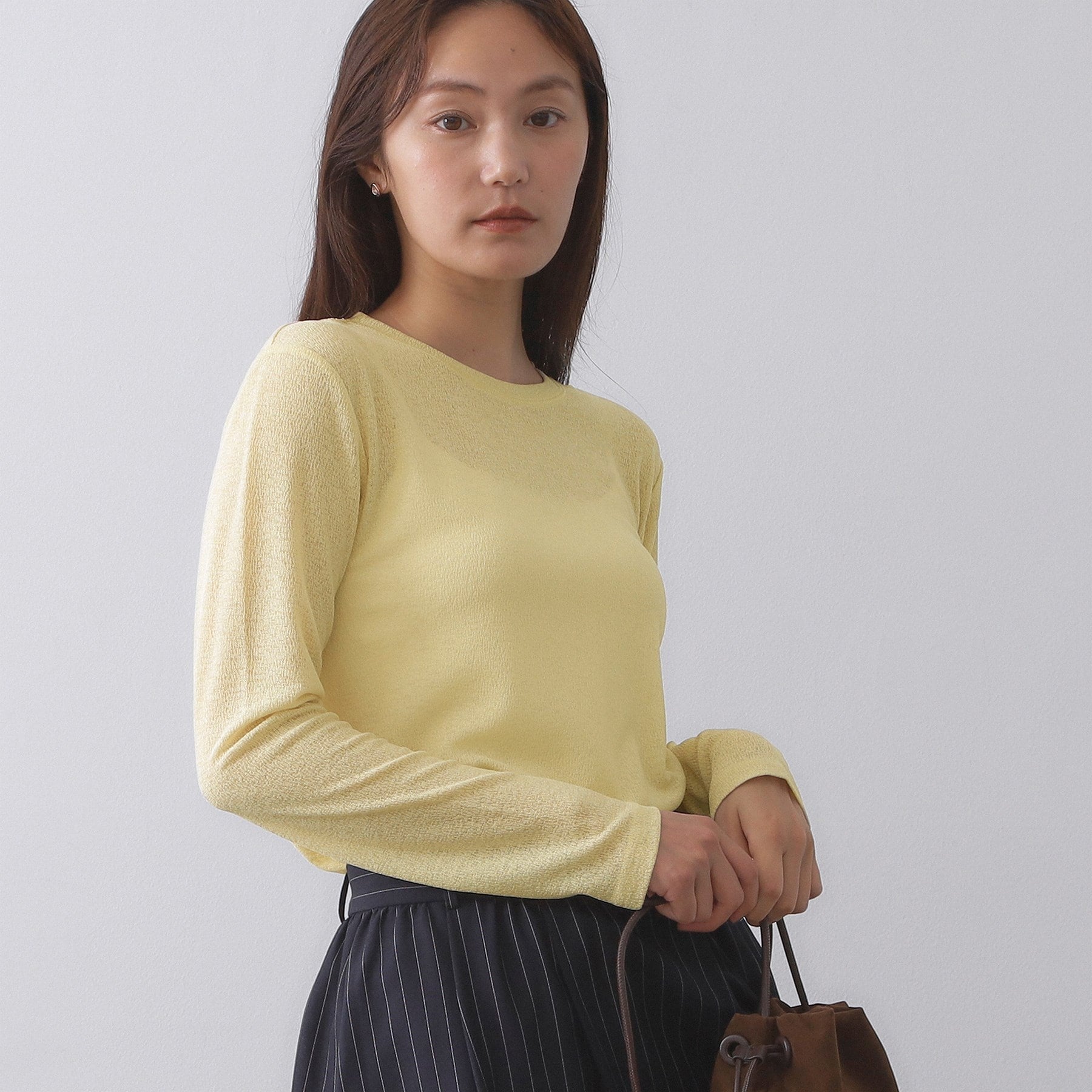 オペーク ドット クリップ OPAQUE.CLIP シアーラウンドネックカットソー【洗濯機洗い可】 (チャコールグレー(014)) チャコールグレー(014)