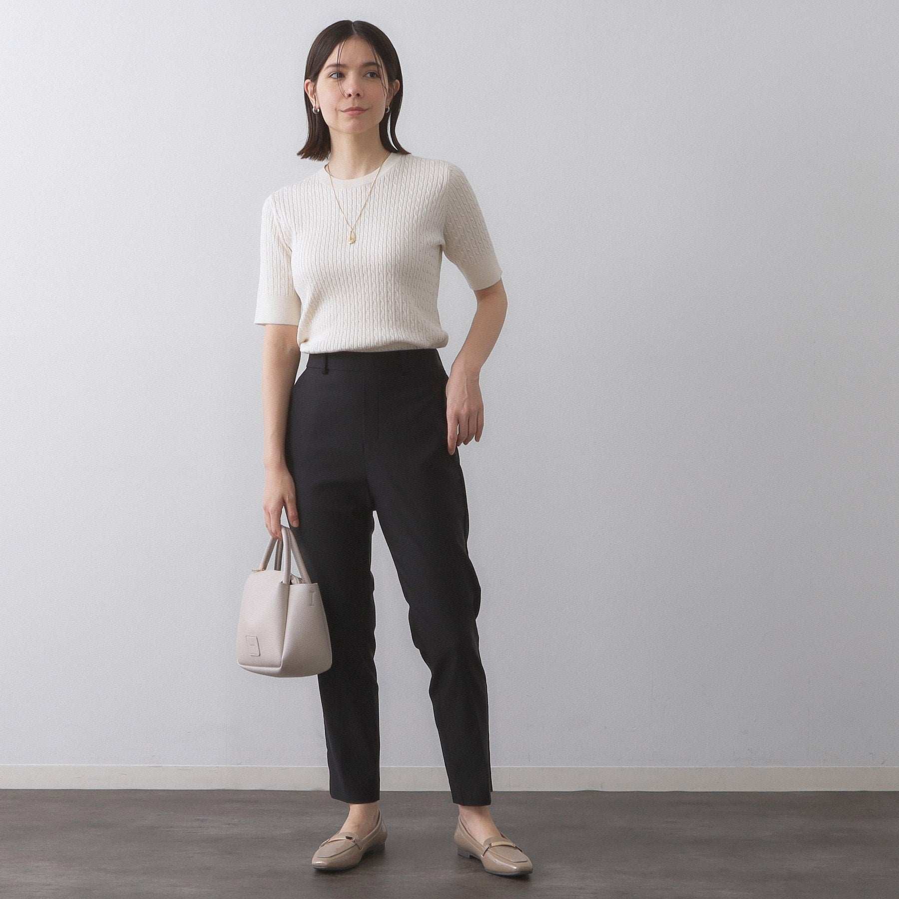 オペーク ドット クリップ OPAQUE.CLIP ハイストレッチイージースティックパンツ/柄アソート【洗濯機洗い可】 (チャコールグレー(214)) チャコールグレー(214)