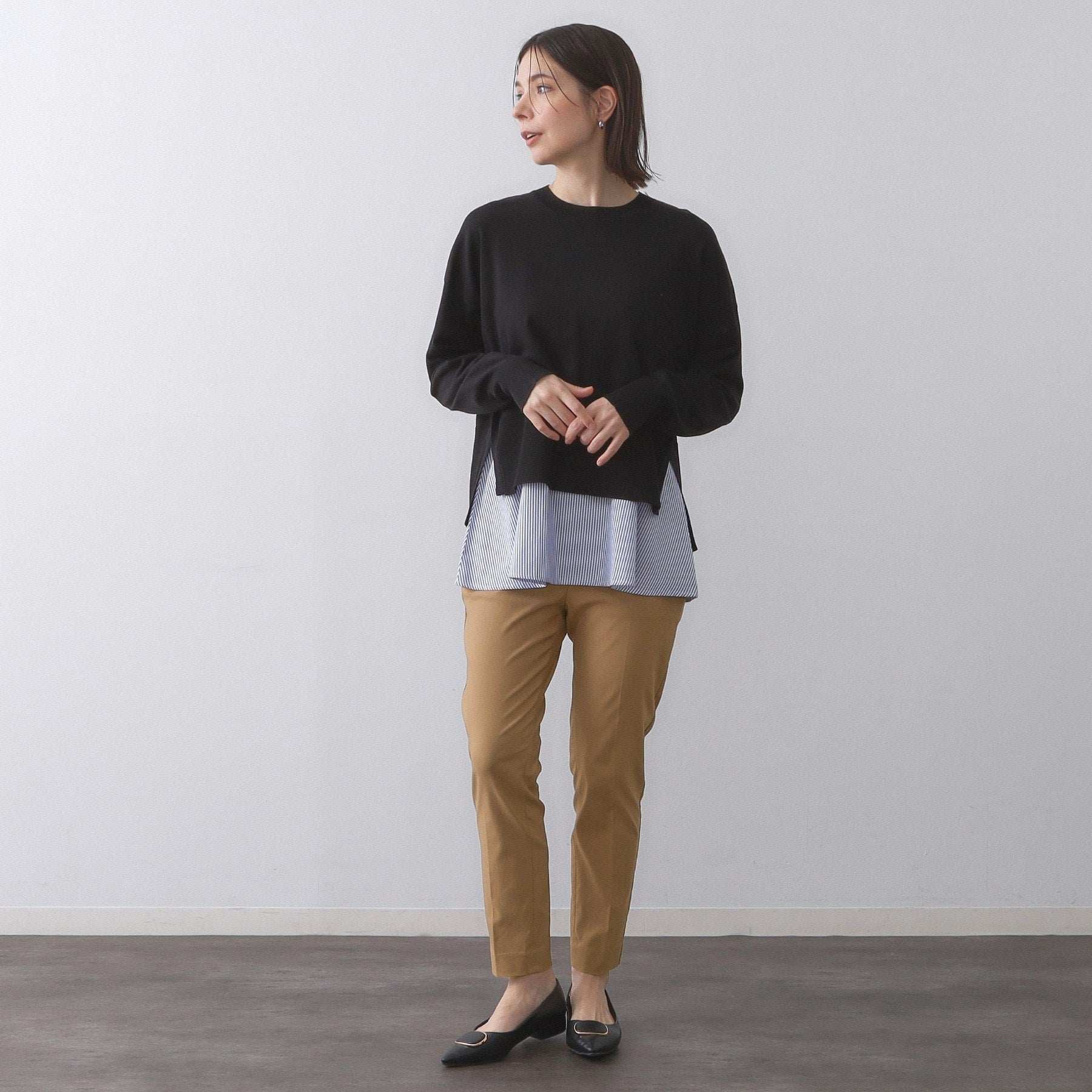 オペーク ドット クリップ OPAQUE.CLIP ハイストレッチイージースティックパンツ/柄アソート【洗濯機洗い可】 (チャコールグレー(214)) チャコールグレー(214)