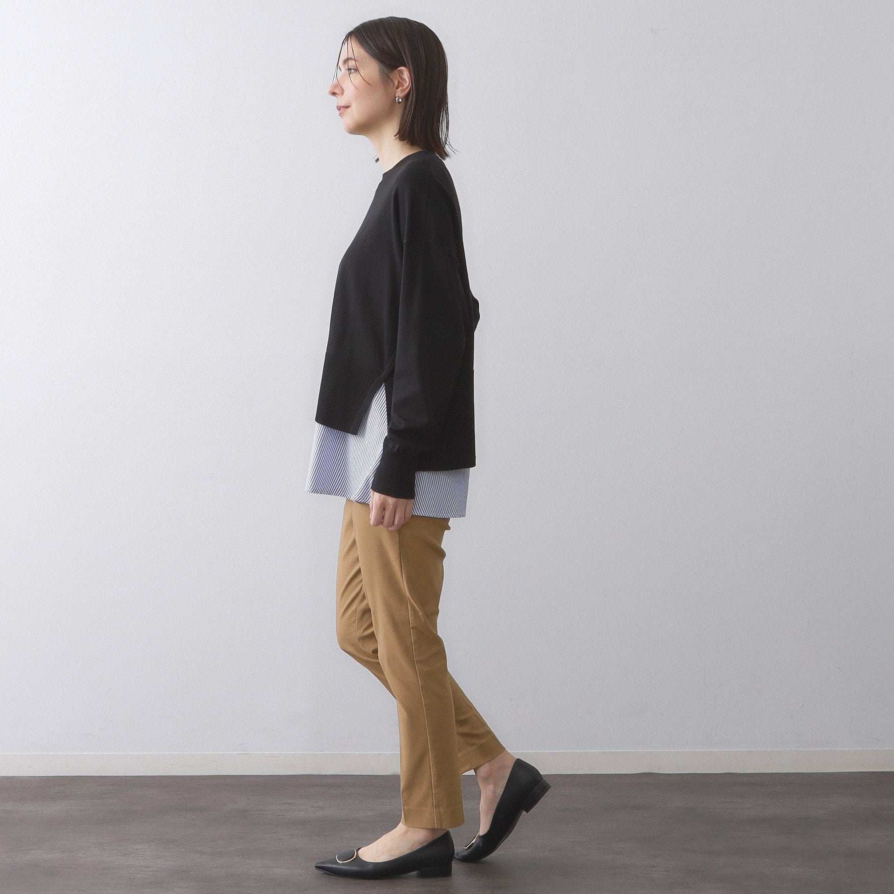 オペーク ドット クリップ OPAQUE.CLIP ハイストレッチイージースティックパンツ/柄アソート【洗濯機洗い可】 (チャコールグレー(214)) チャコールグレー(214)