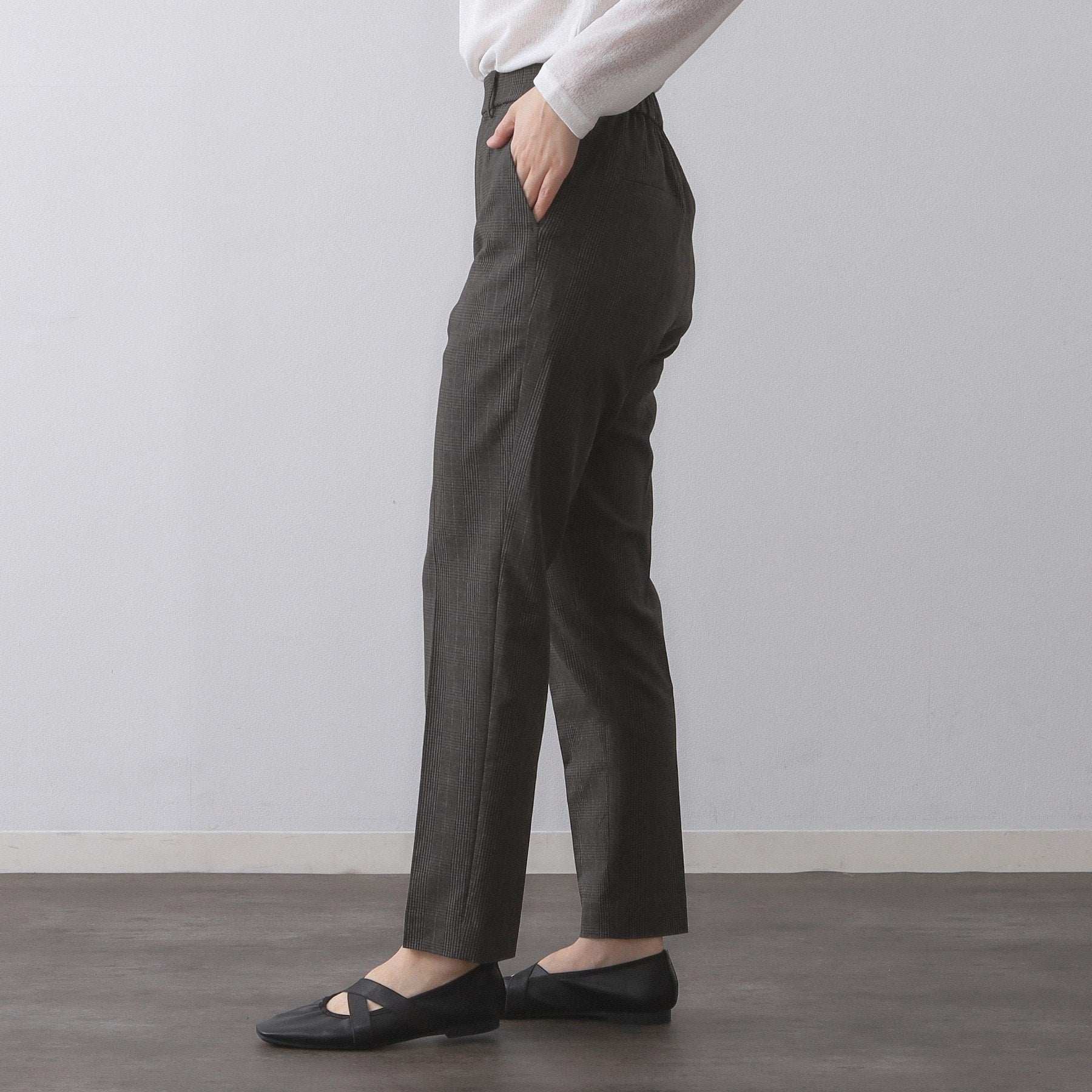 オペーク ドット クリップ OPAQUE.CLIP ハイストレッチイージースティックパンツ/柄アソート【洗濯機洗い可】 (チャコールグレー(214)) チャコールグレー(214)