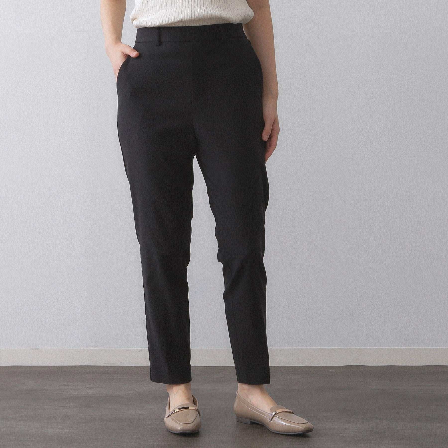 オペーク ドット クリップ OPAQUE.CLIP ハイストレッチイージースティックパンツ/柄アソート【洗濯機洗い可】 (ブラック(019)) ブラック(019)