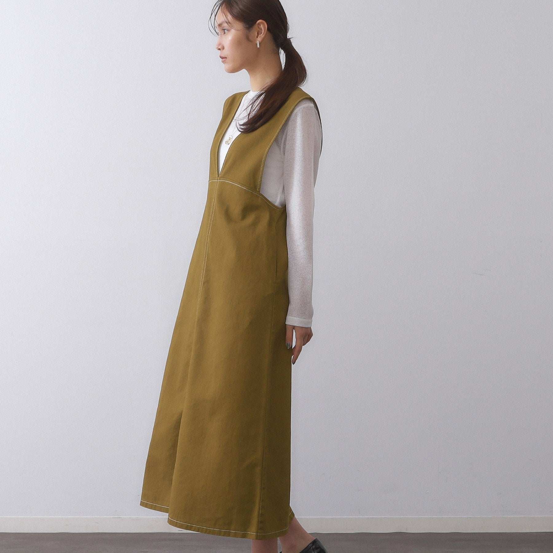 オペーク ドット クリップ OPAQUE.CLIP 配色ステッチジャンスカ【洗濯機洗い可】 (ブラック(019)) ブラック(019)