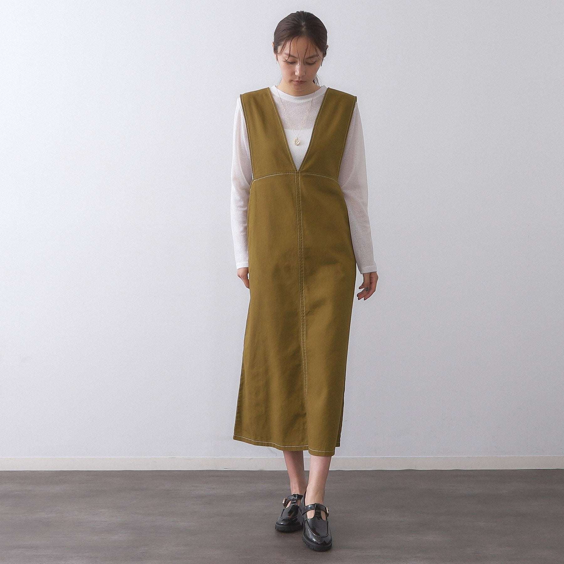 オペーク ドット クリップ OPAQUE.CLIP 配色ステッチジャンスカ【洗濯機洗い可】 (ブラック(019)) ブラック(019)